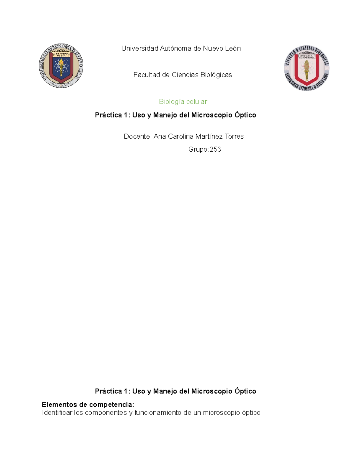 Práctica 1 De Biocel Microscopia - Universidad Autónoma De Nuevo León ...