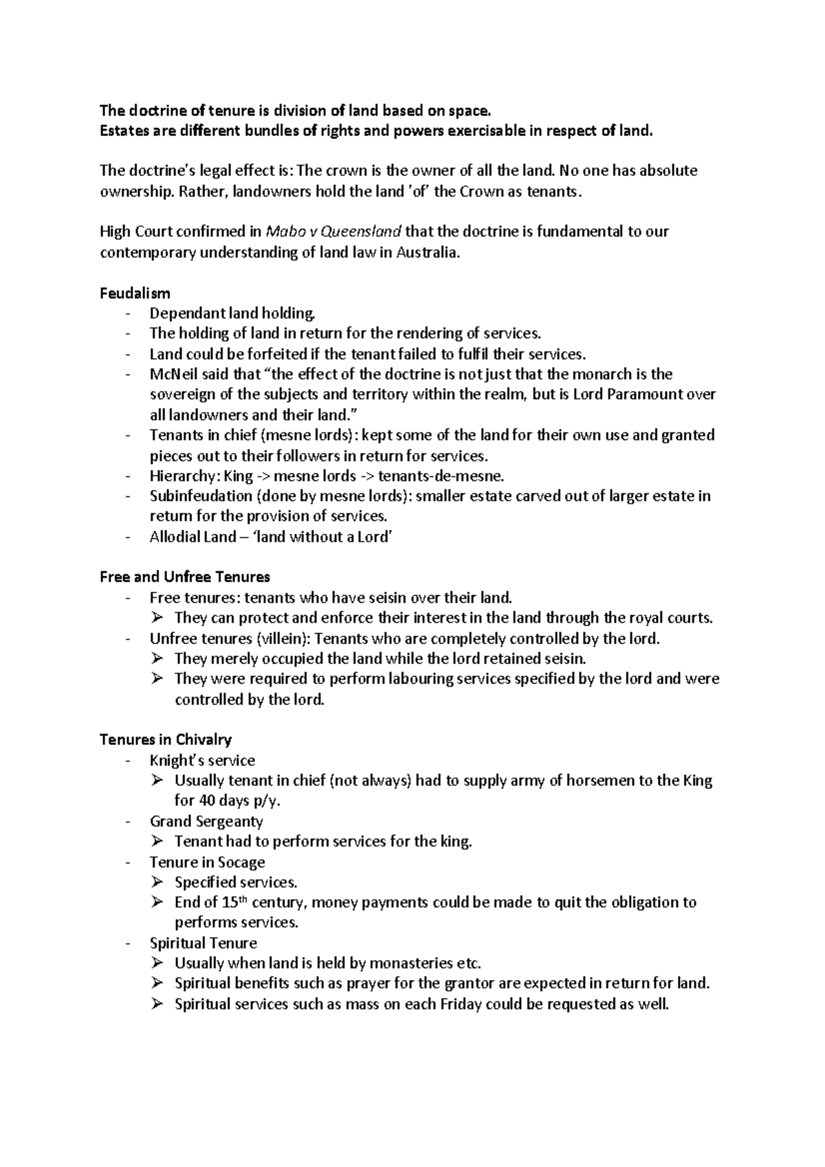 Property 1 tenure and justifications of property The doctrine of