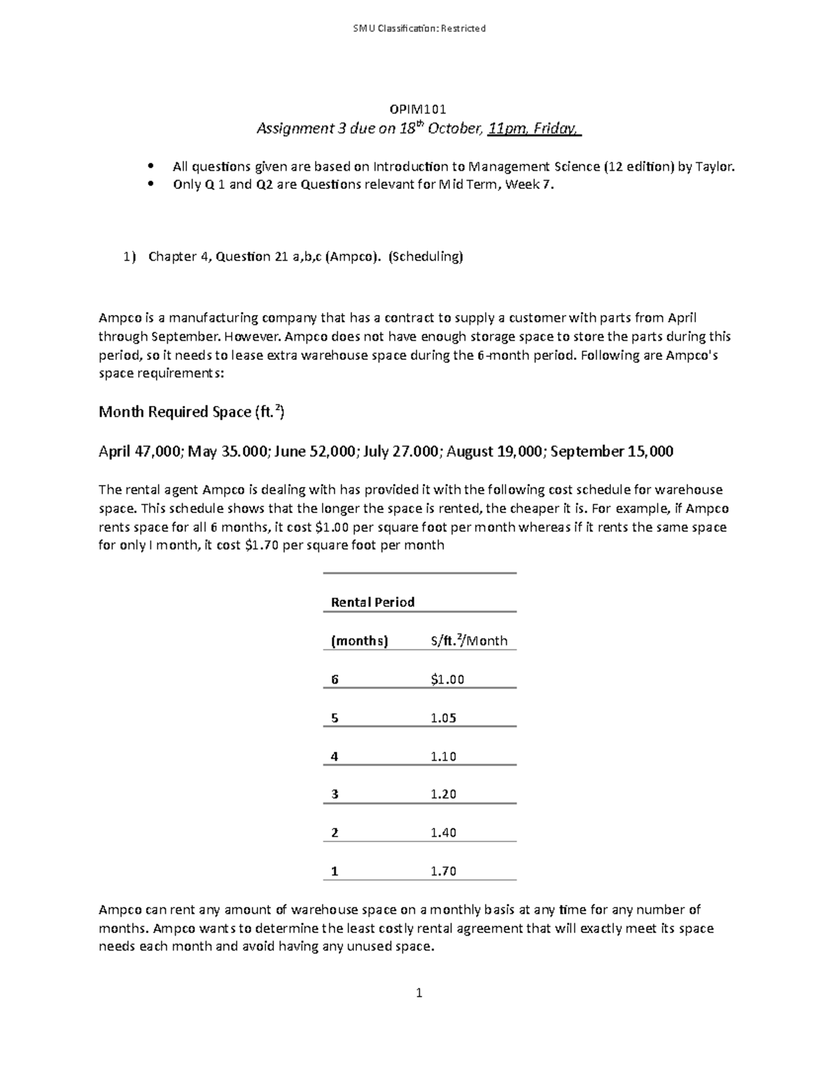 Assignment 3 - OPIM101 - SMU - Studocu