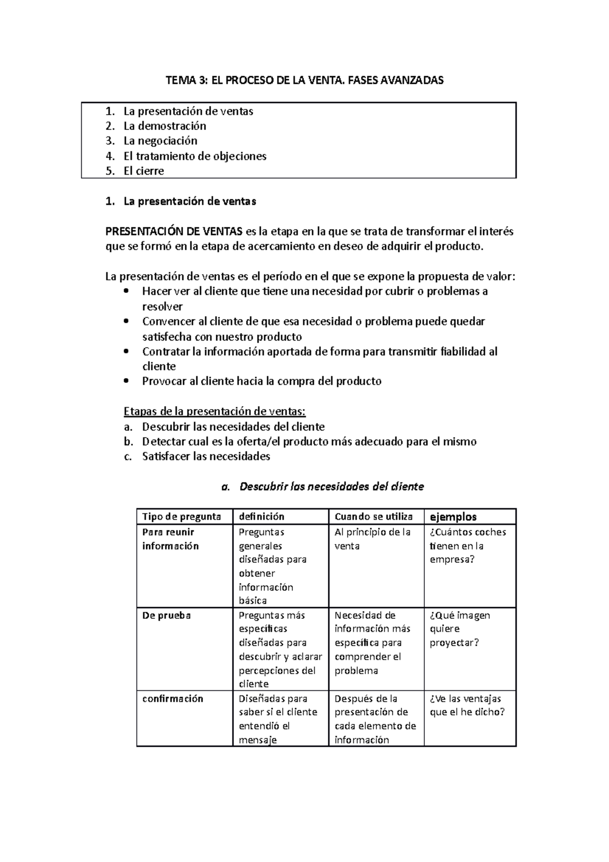 TEMA 3- El proceso de la venta-fases avanzadas. marketing - TEMA 3: EL ...