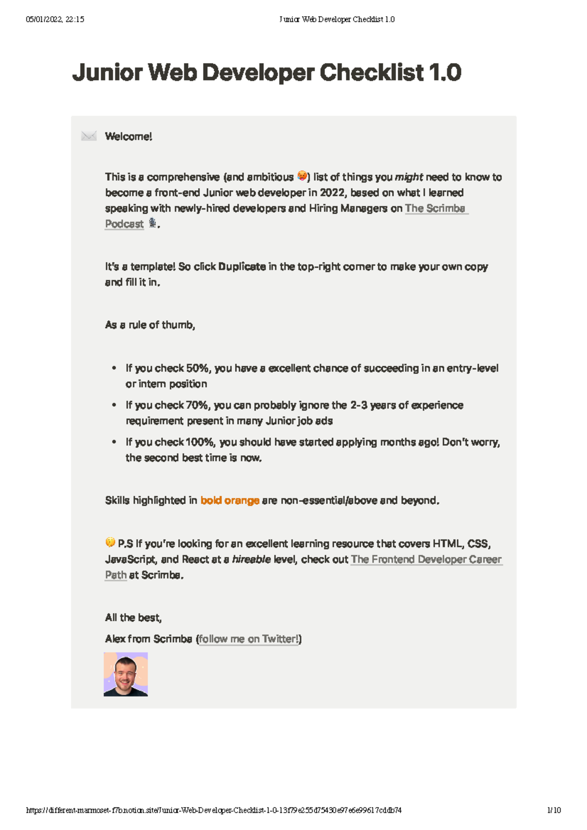 Junior Web Developer Checklist 1 - Welcome! This is a comprehensive ...