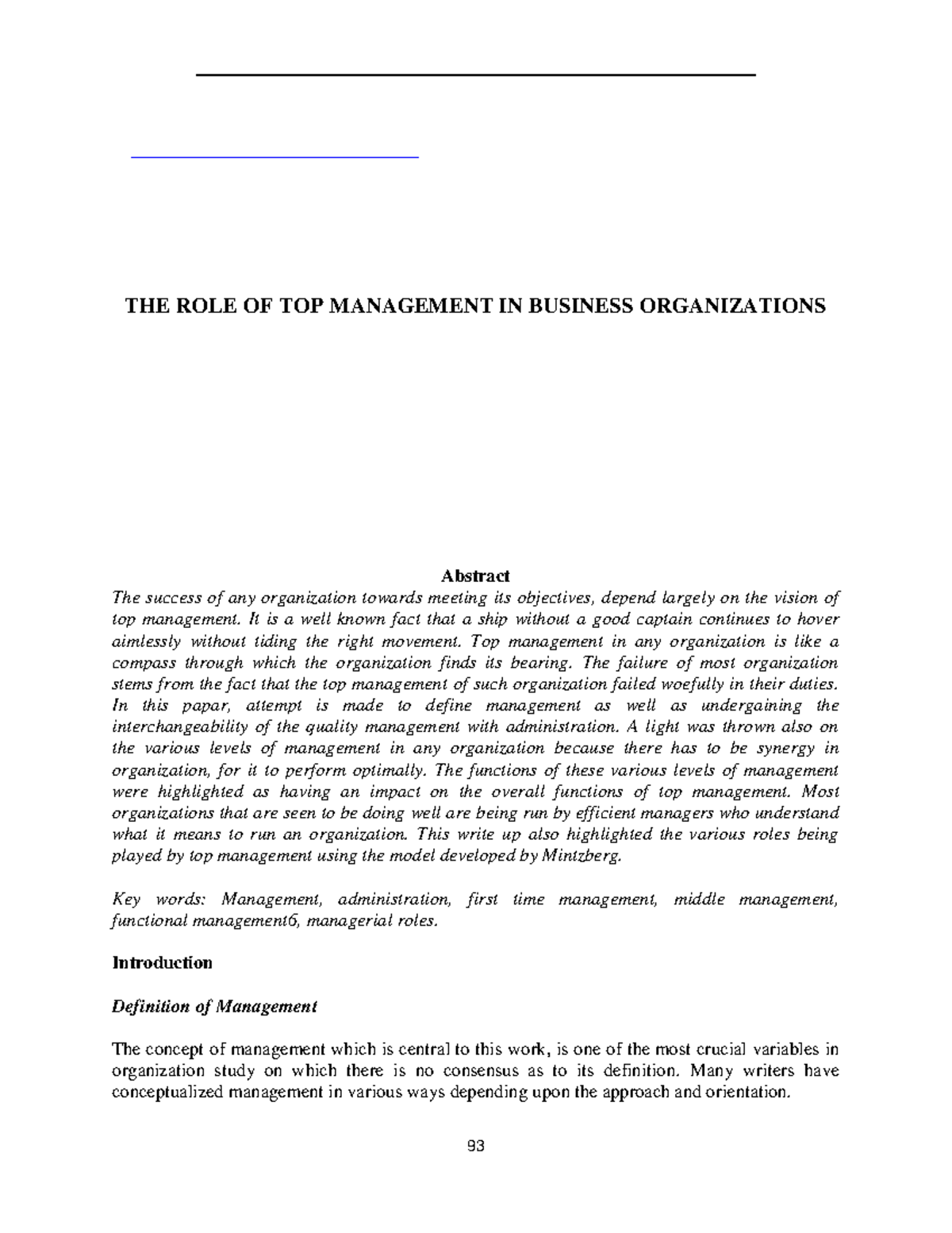 Pdf biology 10th THE ROLE OF TOP MANAGEMENT IN BUSINESS ORGANIZATIONS