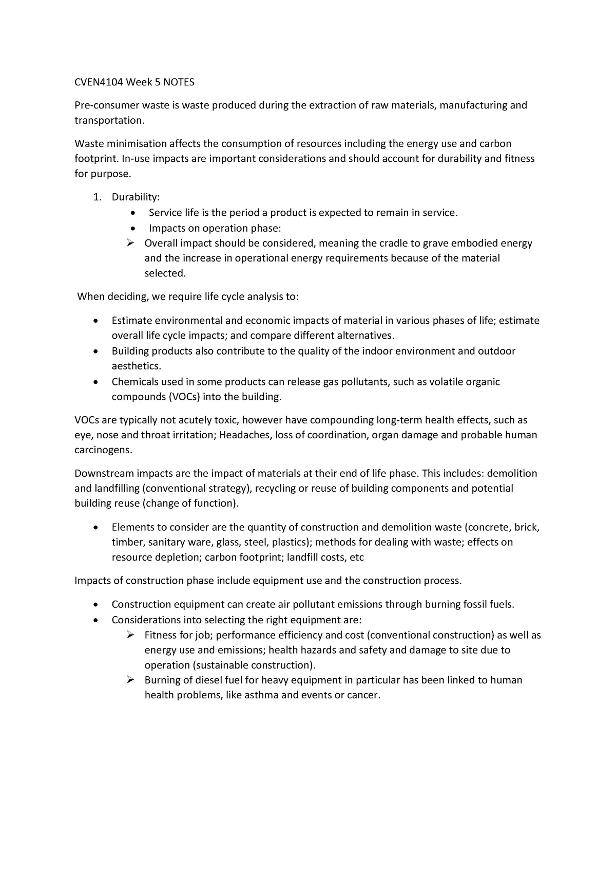 CVEN4104 Week 5 - Pre-consumer waste and Waste minimalisation ...