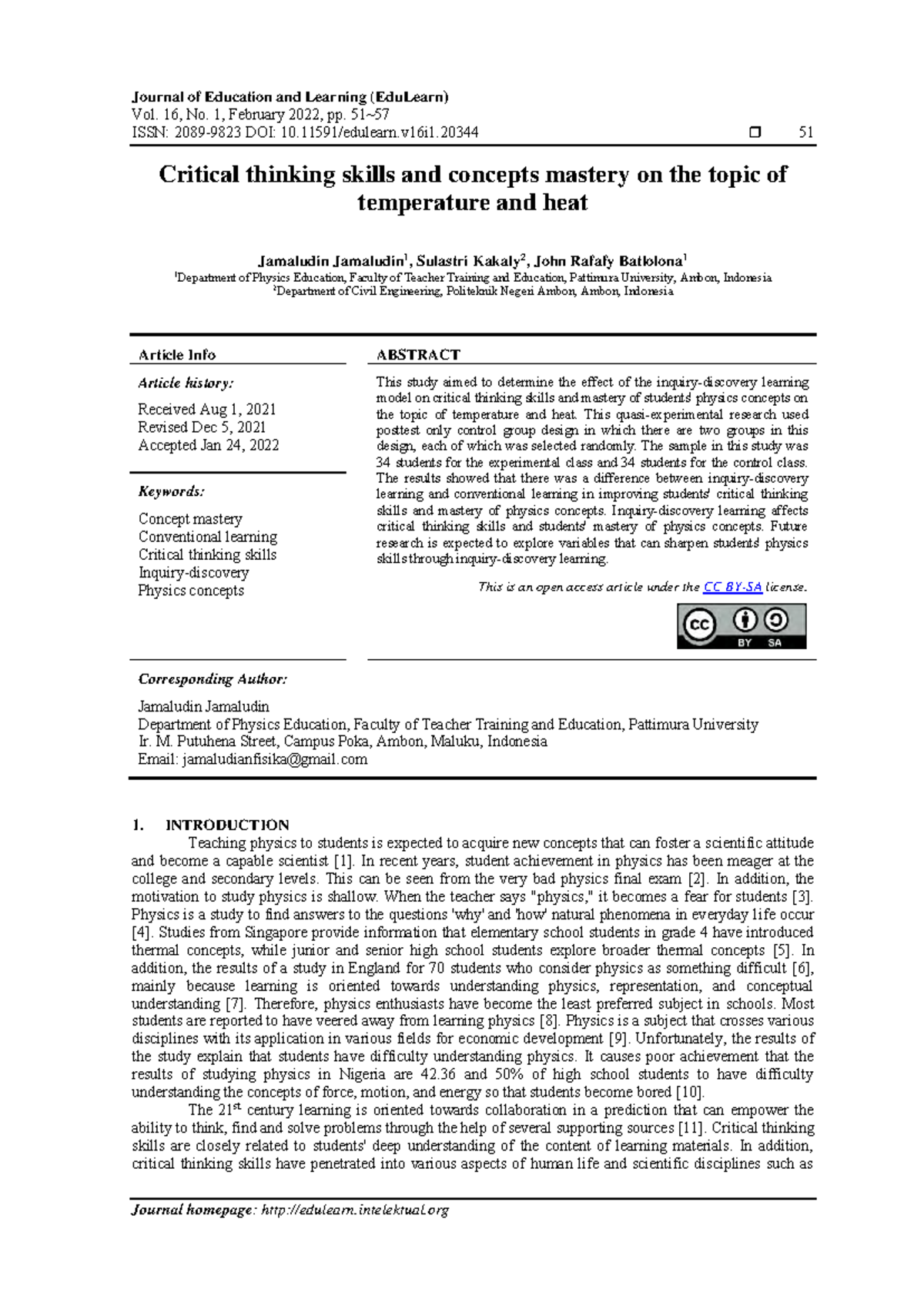 EJ1339622 - Journal - Journal of Education and Learning (EduLearn) Vol ...