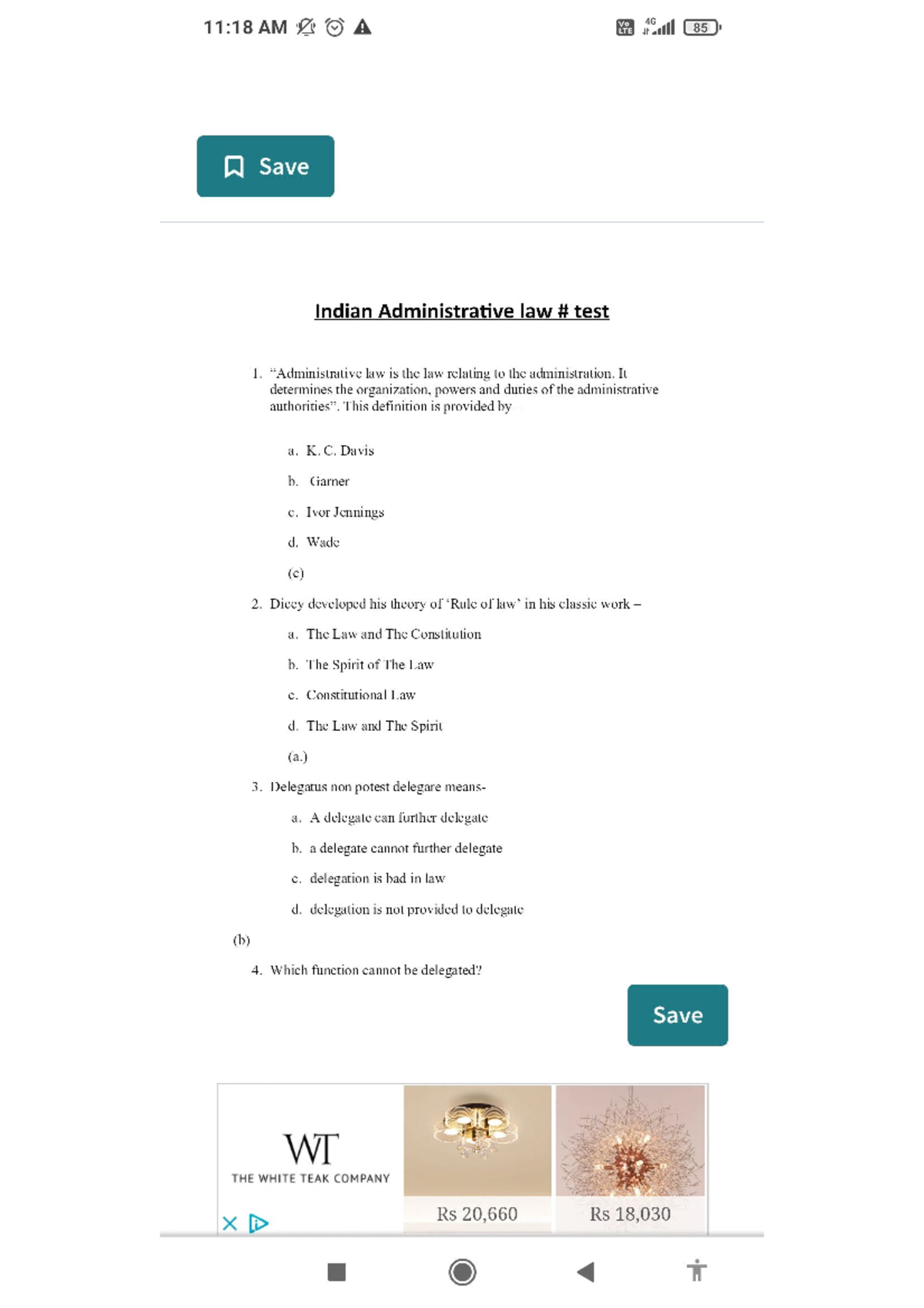 Administrative law mcq 3 Delhi university IPC Studocu