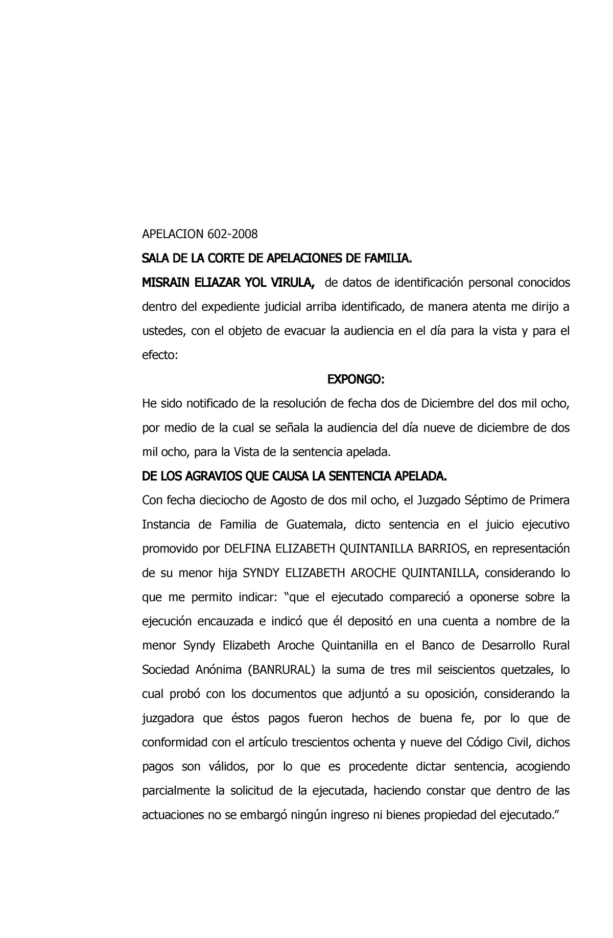 Apelacion Eliazar YOL Virula - APELACION 602- SALA DE LA CORTE DE ...