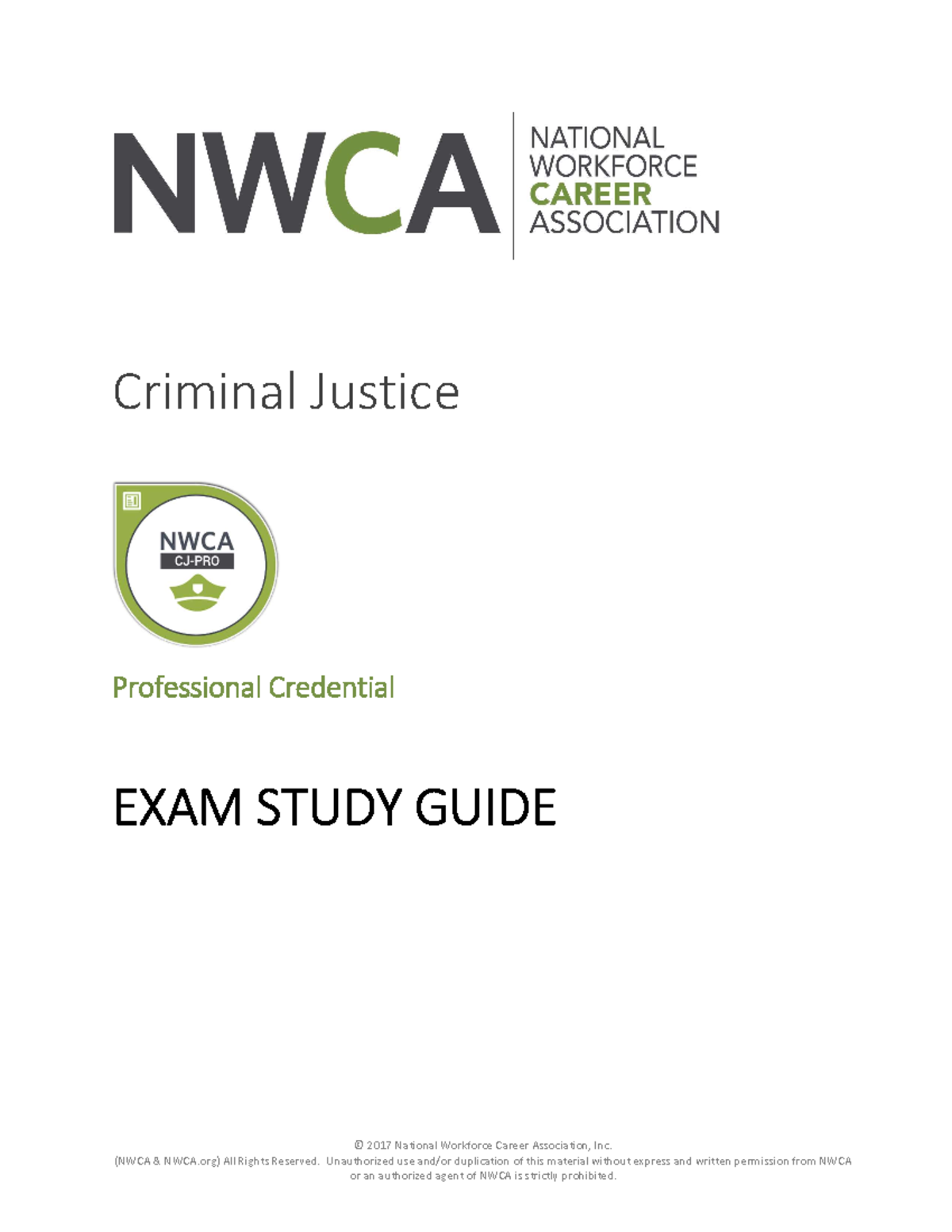 NWCA Study Guide Cjpro 1 060117 - © 2017 National Workforce Career ...