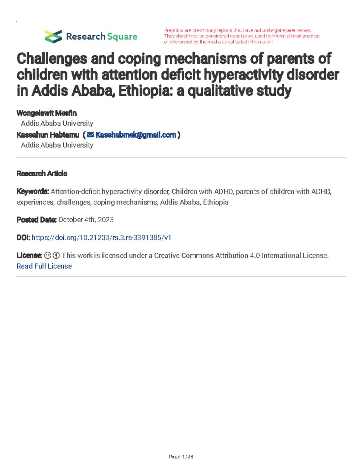 Challenges and coping mechanisms of parents of chi-1 - Challenges and ...