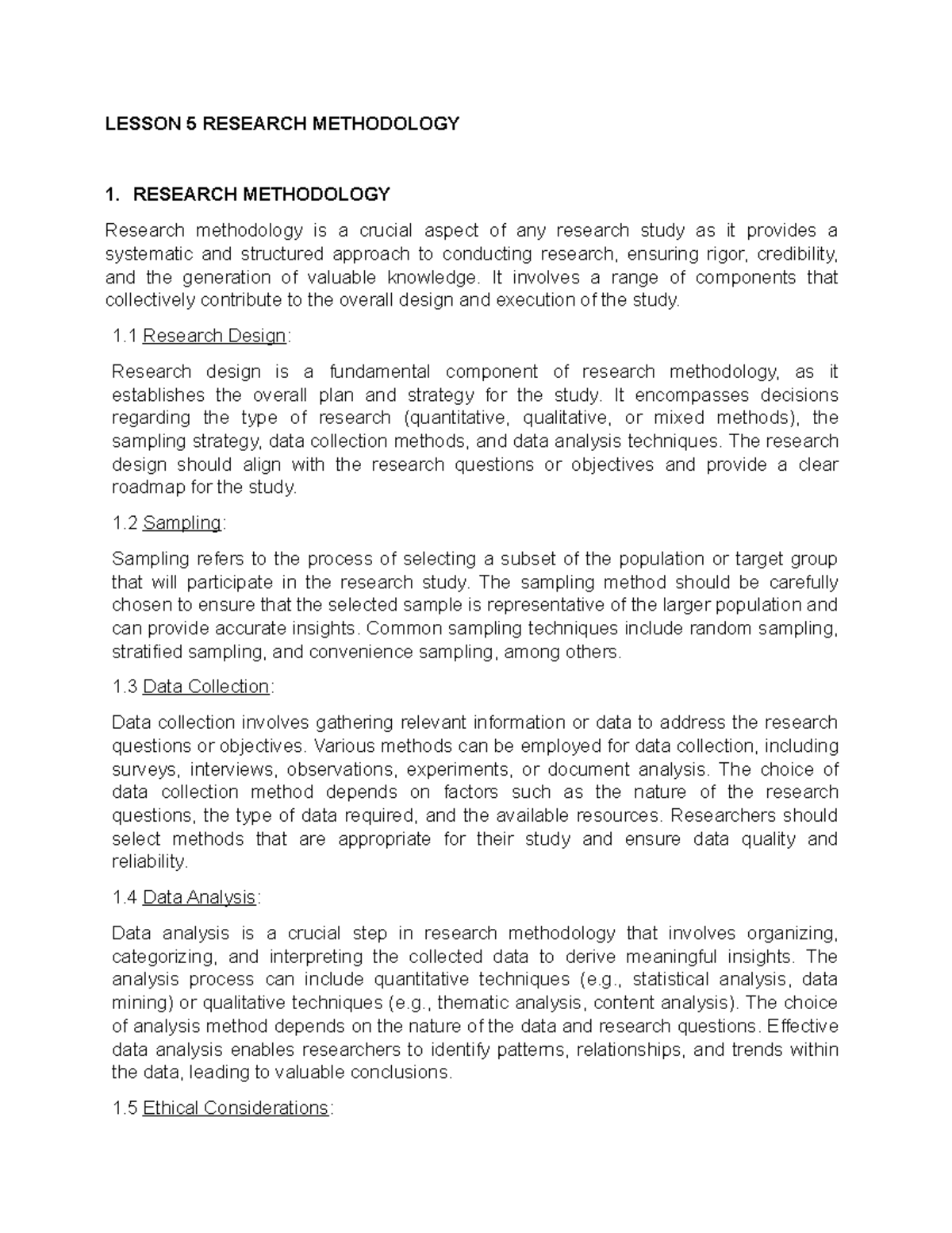 RCE2601 Lesson 5 Research Methodology - LESSON 5 RESEARCH METHODOLOGY 1 ...