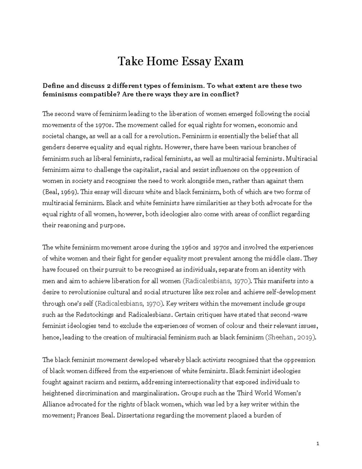 feminism related essay