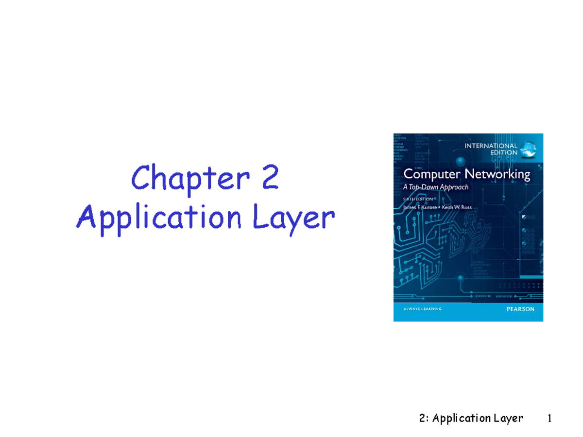 Application Layer - Lecture Notes - Computer Networks I - IDT052 ...