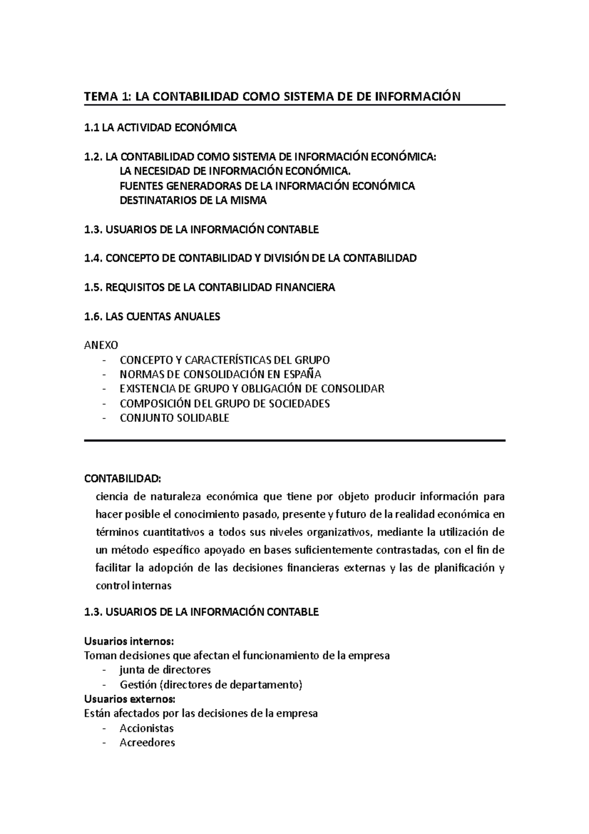 TEMA 1 - Contabilidad - TEMA 1: LA CONTABILIDAD COMO SISTEMA DE DE ...