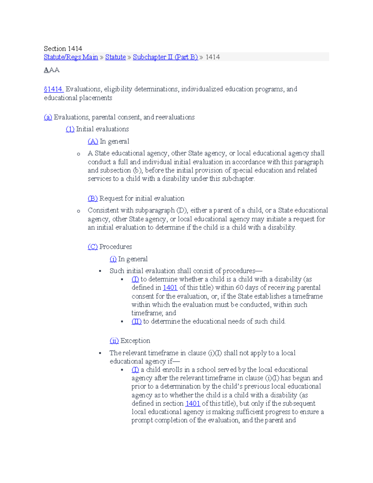 Section 1414 - Section 1414 Statute/Regs Main » Statute » Subchapter II ...