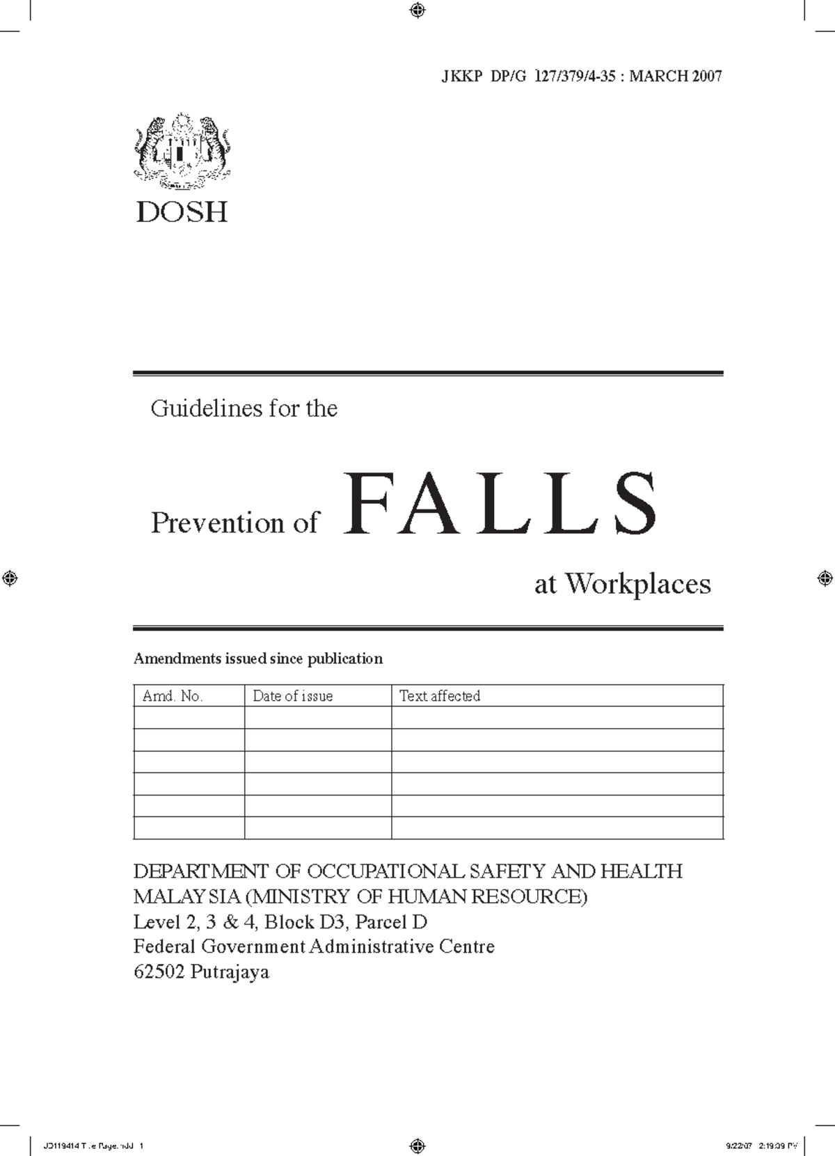 Garispanduan 2007 File from dosh Guidelines for the Prevention of