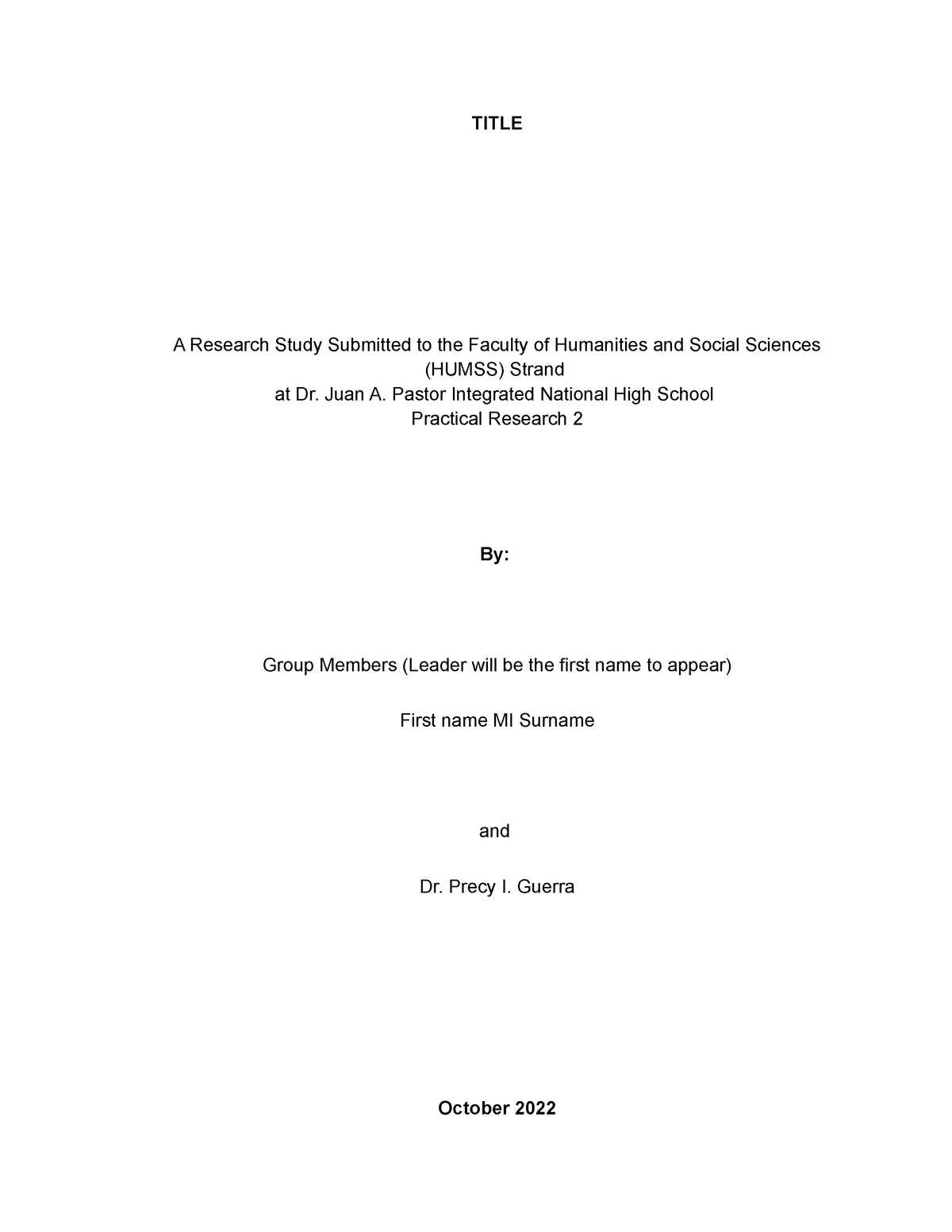 Pr2-revised Research-template - Title A Research Study Submitted To The 