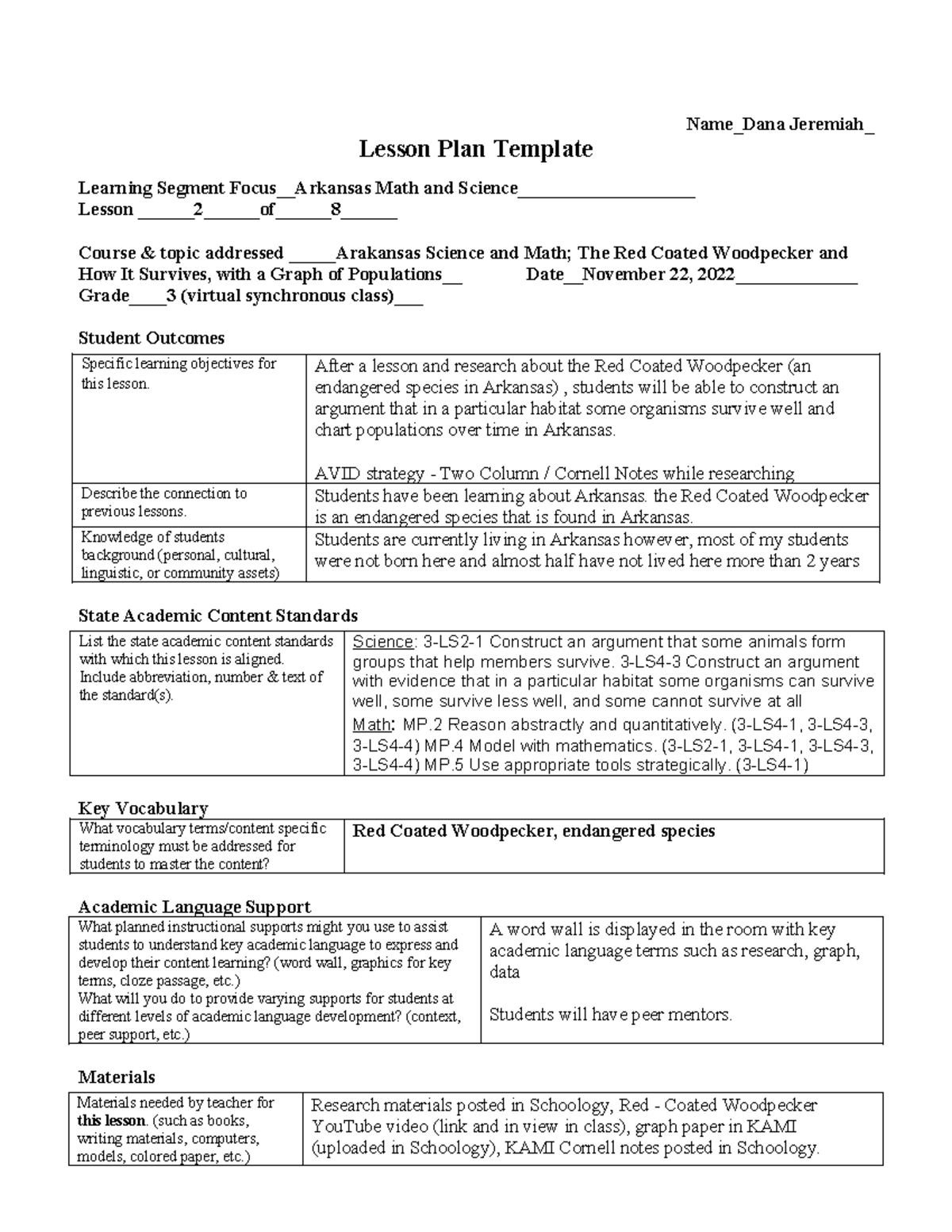 Module 6 6.3 Assignment Lesson Plan 2 - Name_Dana Jeremiah_ Lesson Plan ...
