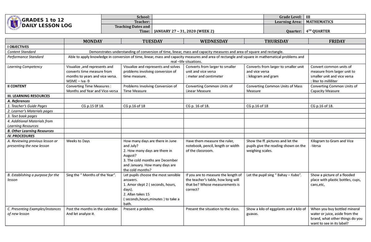 DLL Mathematics 3 Q4 W2 - Business Mathematics - Studocu