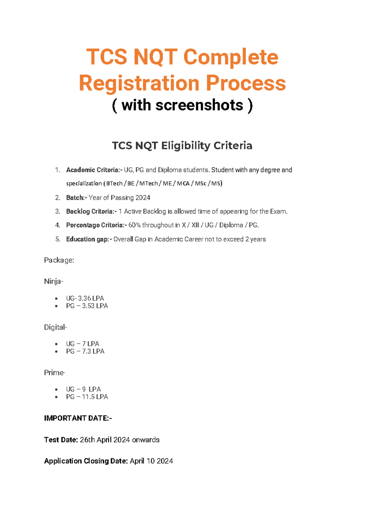 TCS NQT Registration Process 2024 - TCS NQT Complete Registration ...