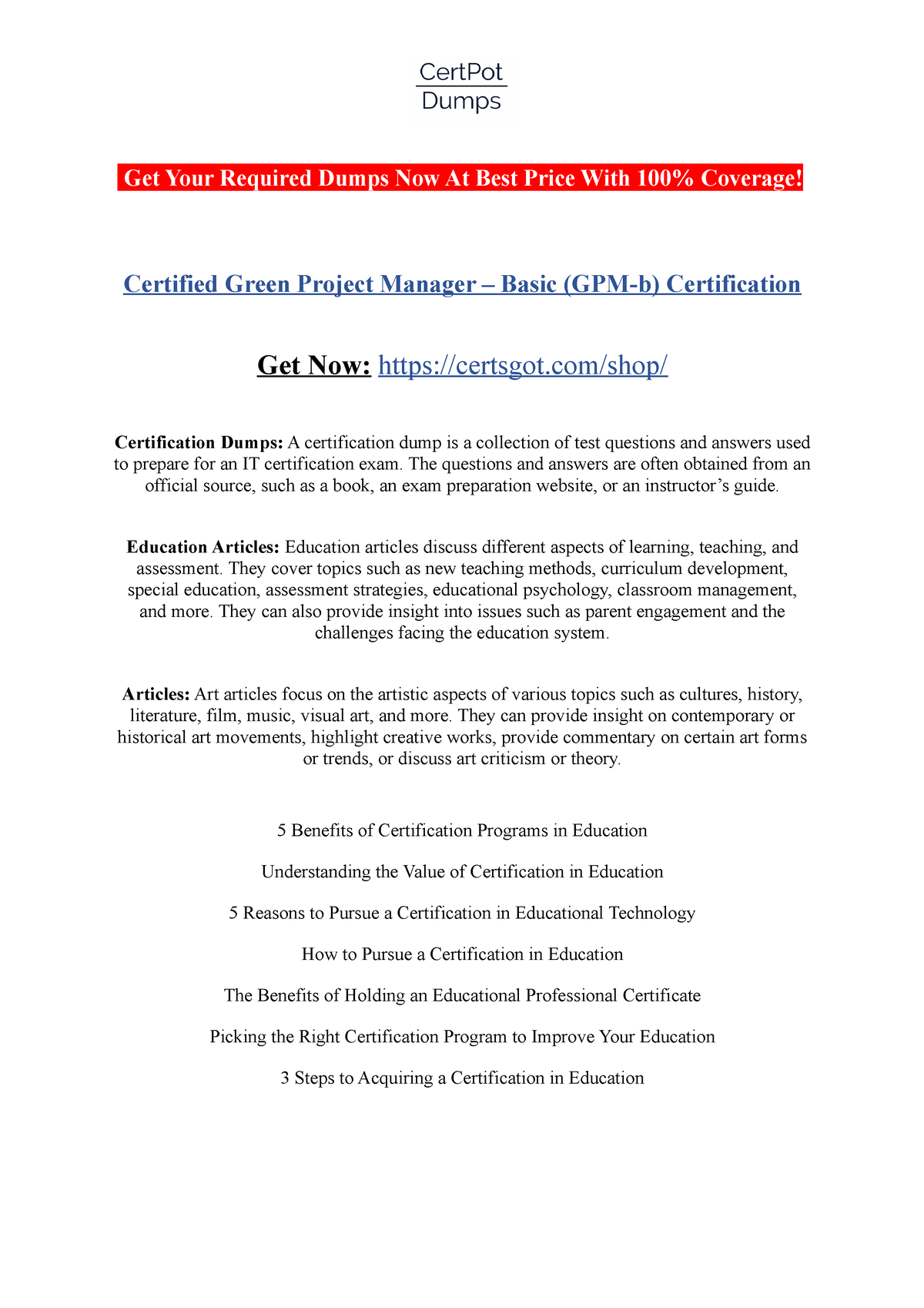 Certified Green Project Manager – Basic (GPM-b) Certification - Get ...