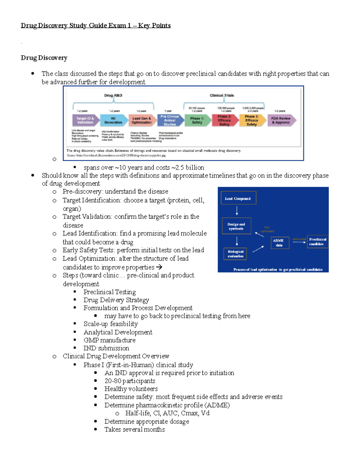 Drug Dev Exam 1 Study Guide - Key Points - Drug Discovery Study Guide ...