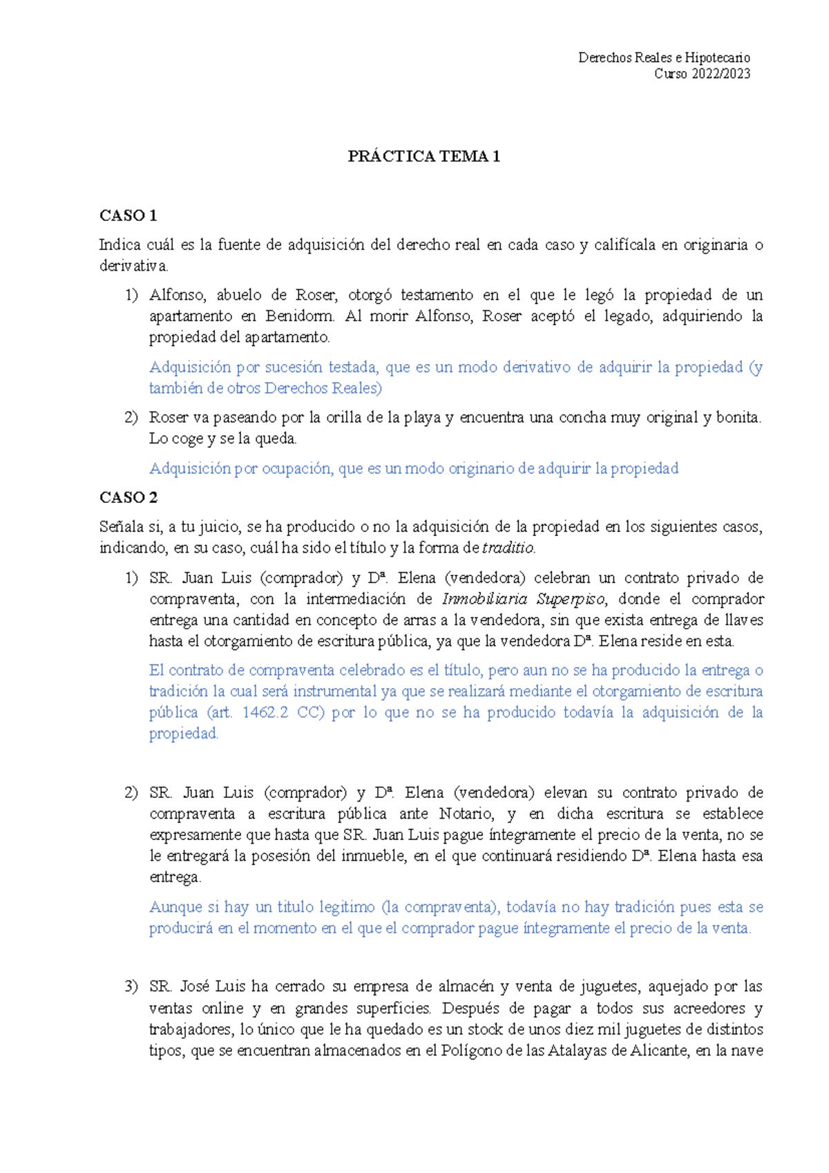 Practica TEMA 1 - Derechos Reales E Hipotecario Curso 2022/ PRÁCTICA ...