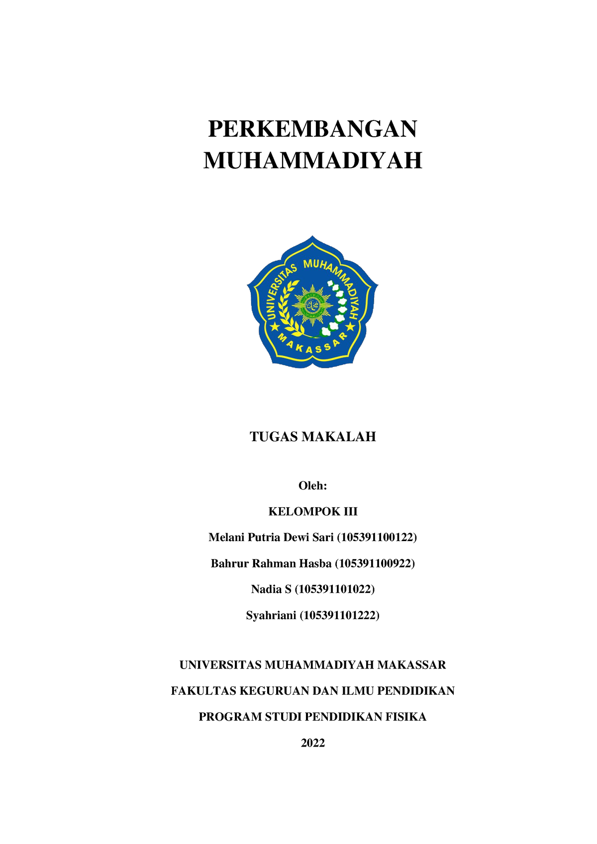 Makalah Kelompok III Perkembangan Muhammadiyah - PERKEMBANGAN ...