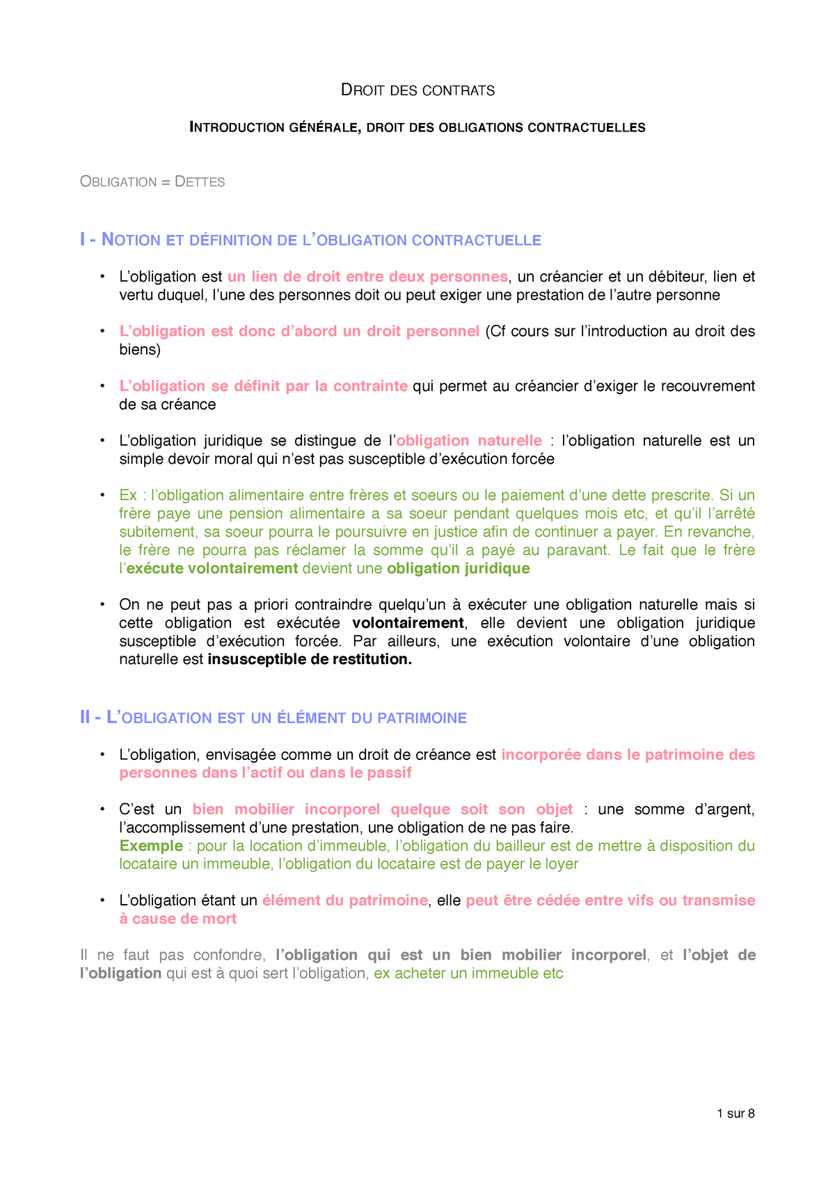 Introduction Des Obligations : Contrats - DROIT DES CONTRATS ...