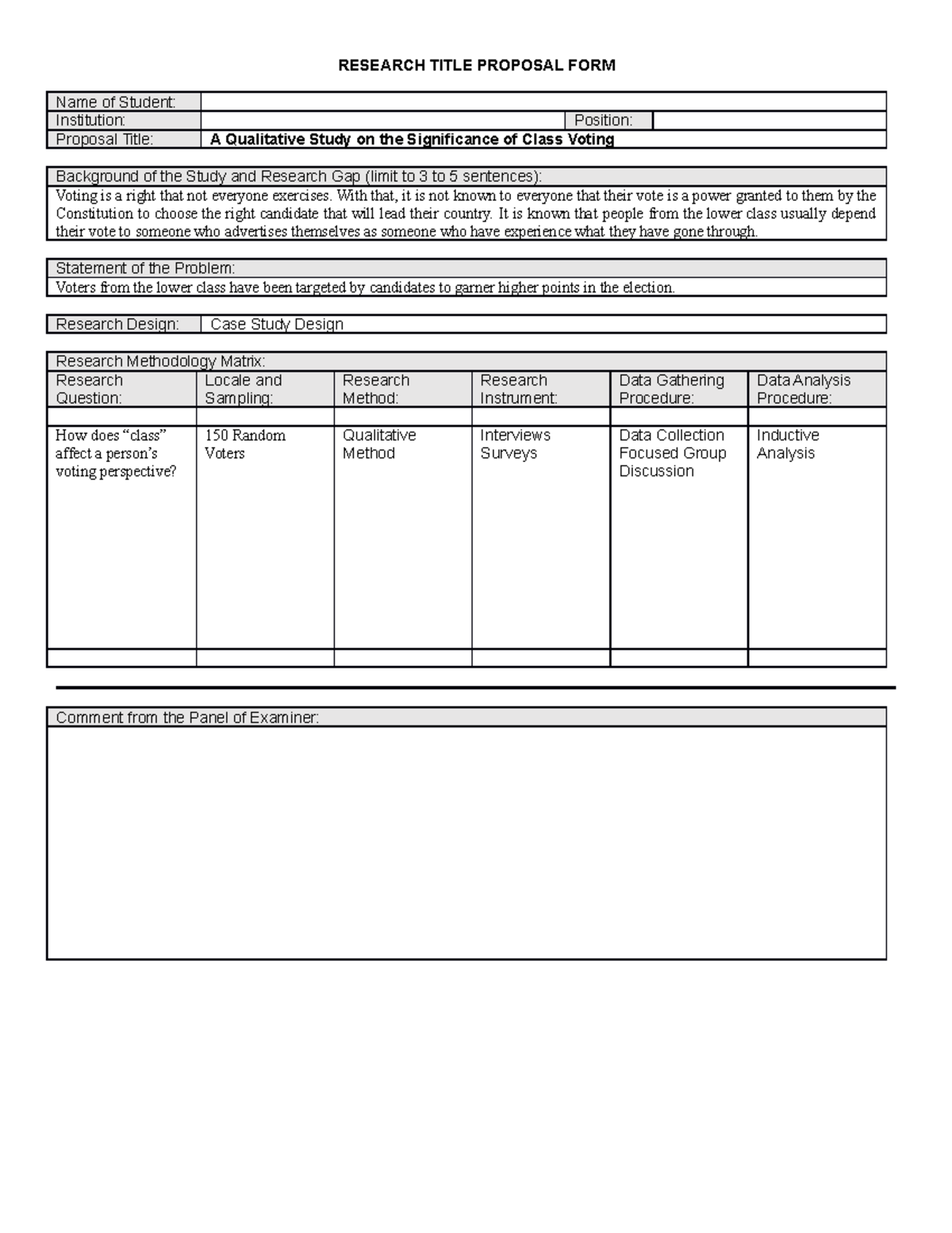 Coal Research Title Proposal Form - RESEARCH TITLE PROPOSAL FORM Name ...