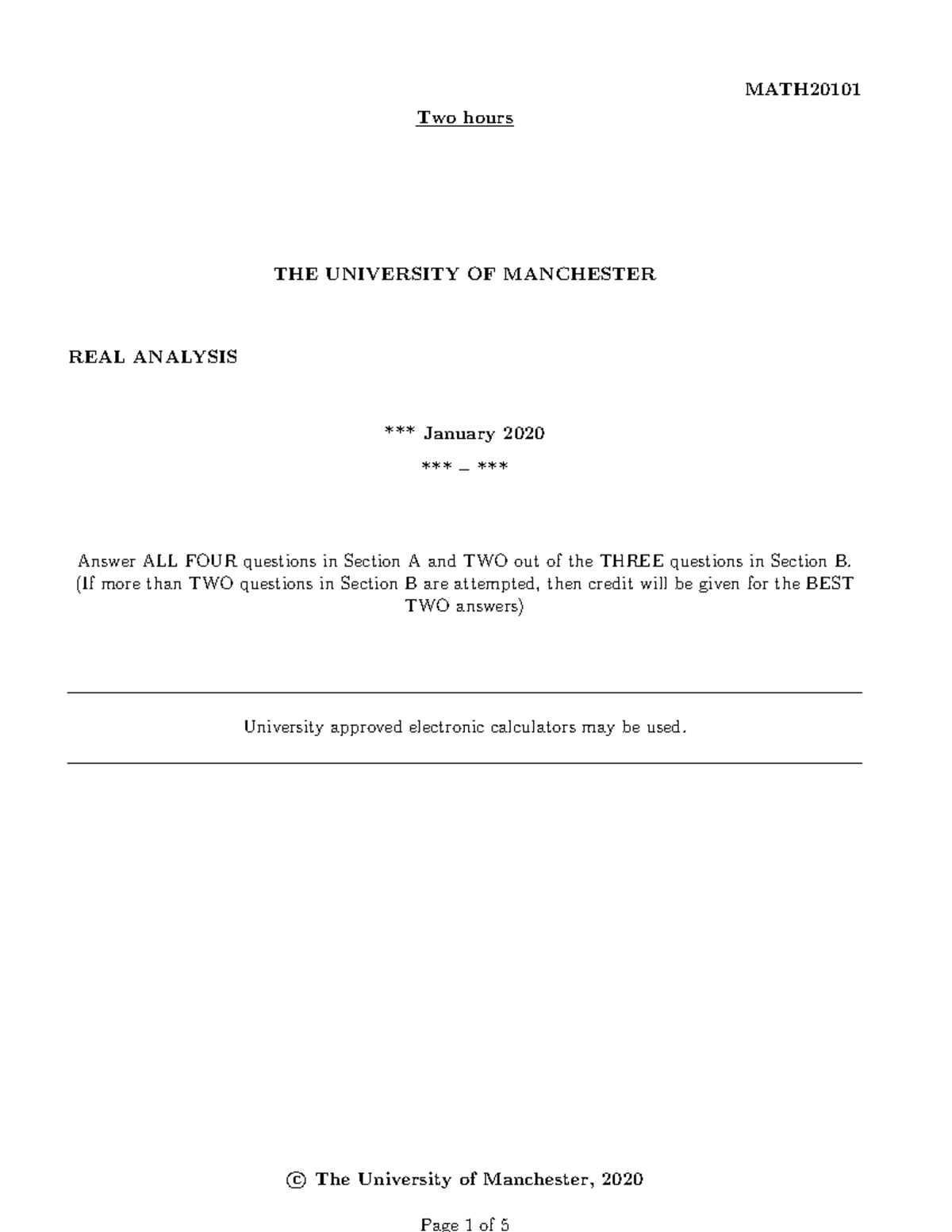 REal analysis exam 2020 - Two hours THE UNIVERSITY OF MANCHESTER REAL ...