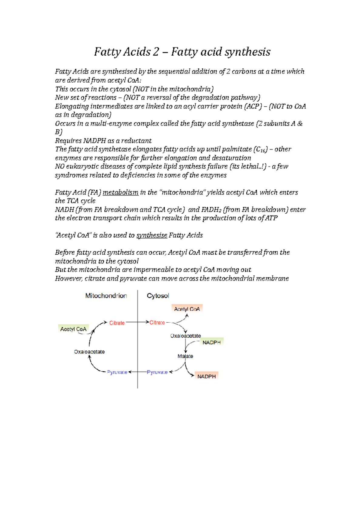 Fatty Acids 2 Fatty acid synthesis Fatty Acids 2 Fatty acid