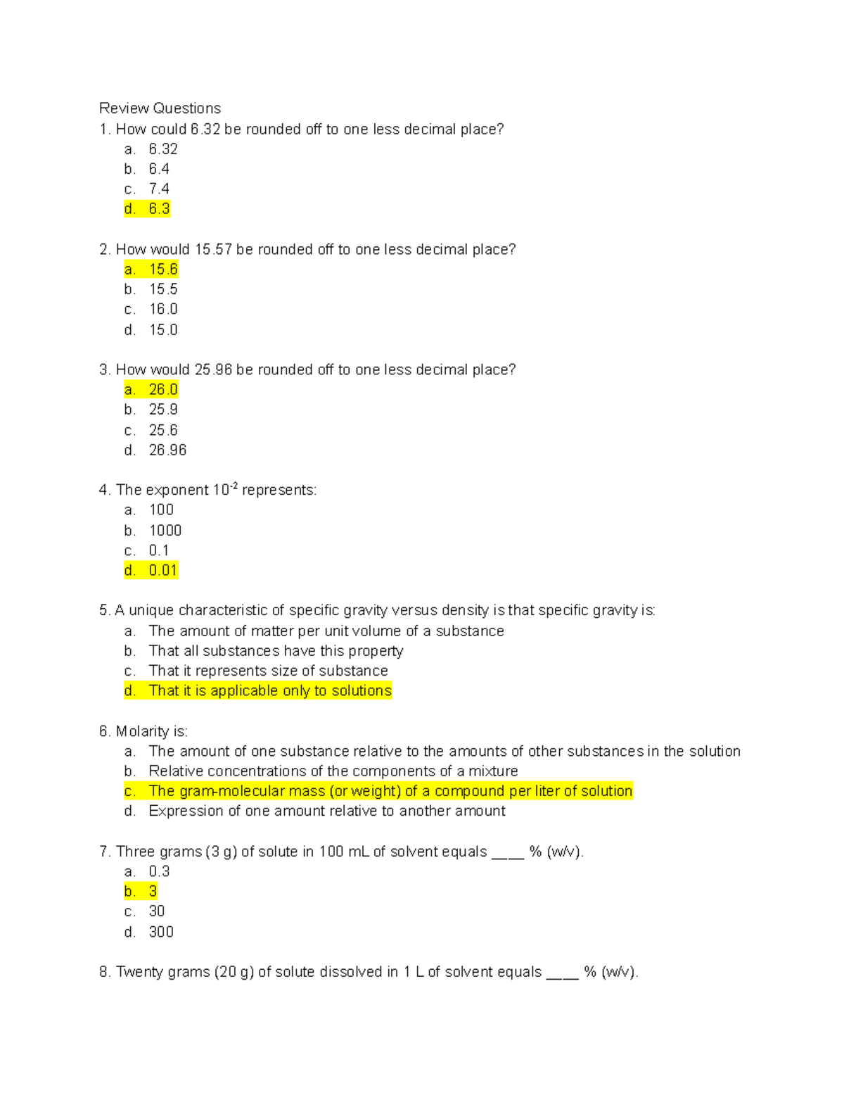 MLAB 1101 Homework Ch 7 - Review Questions How Could 6 Be Rounded Off ...