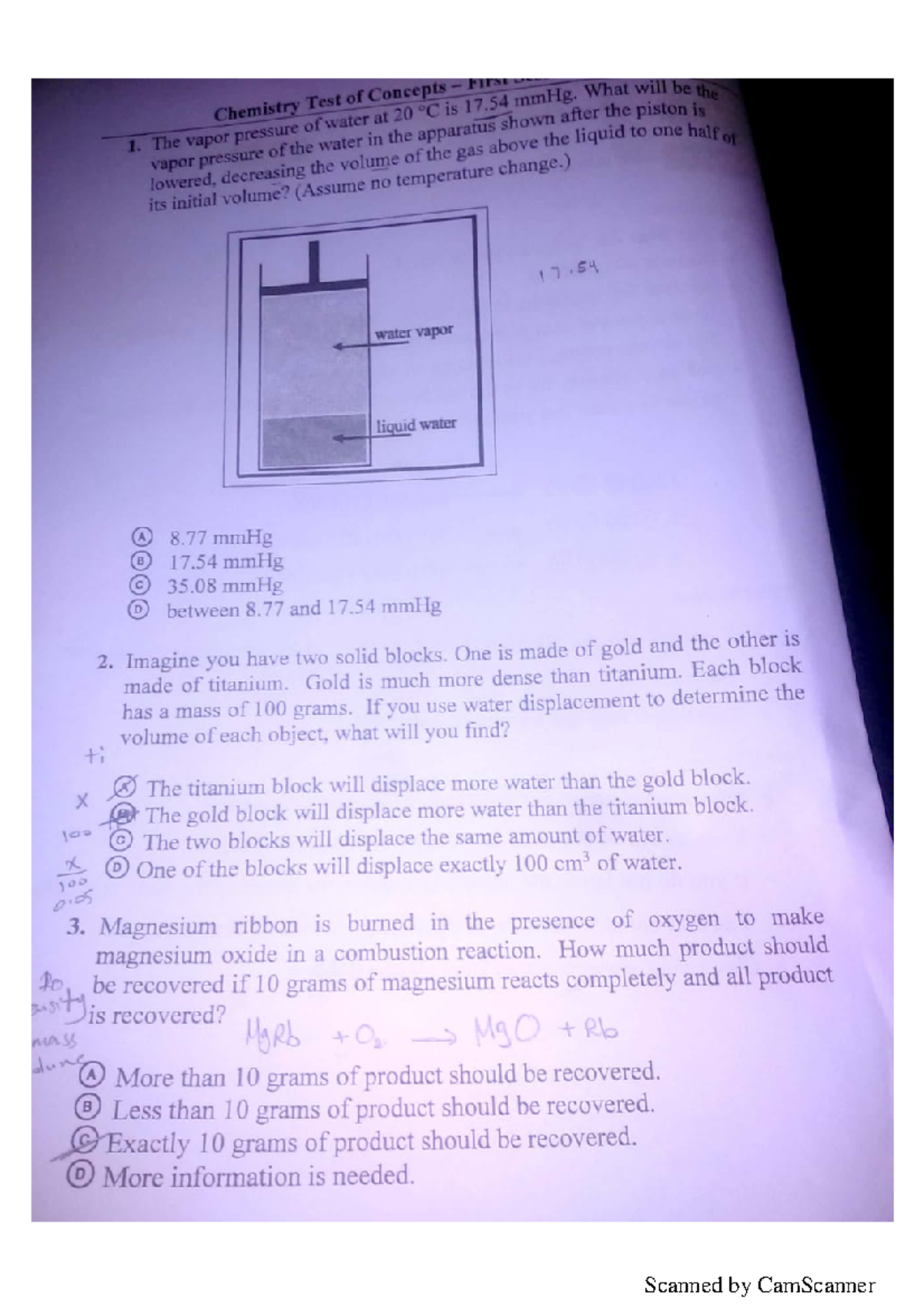 Chemistry 2018 Exam Toc Physics Chemistry Studocu