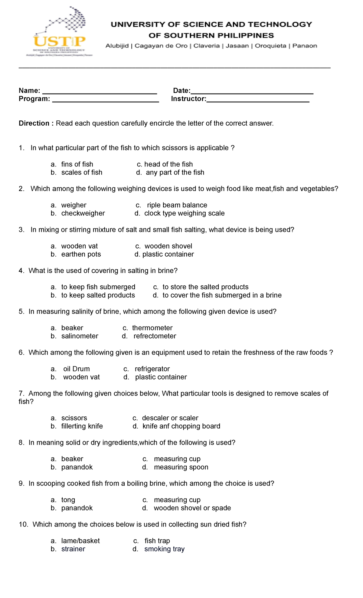30 items final Test paper - - Studocu