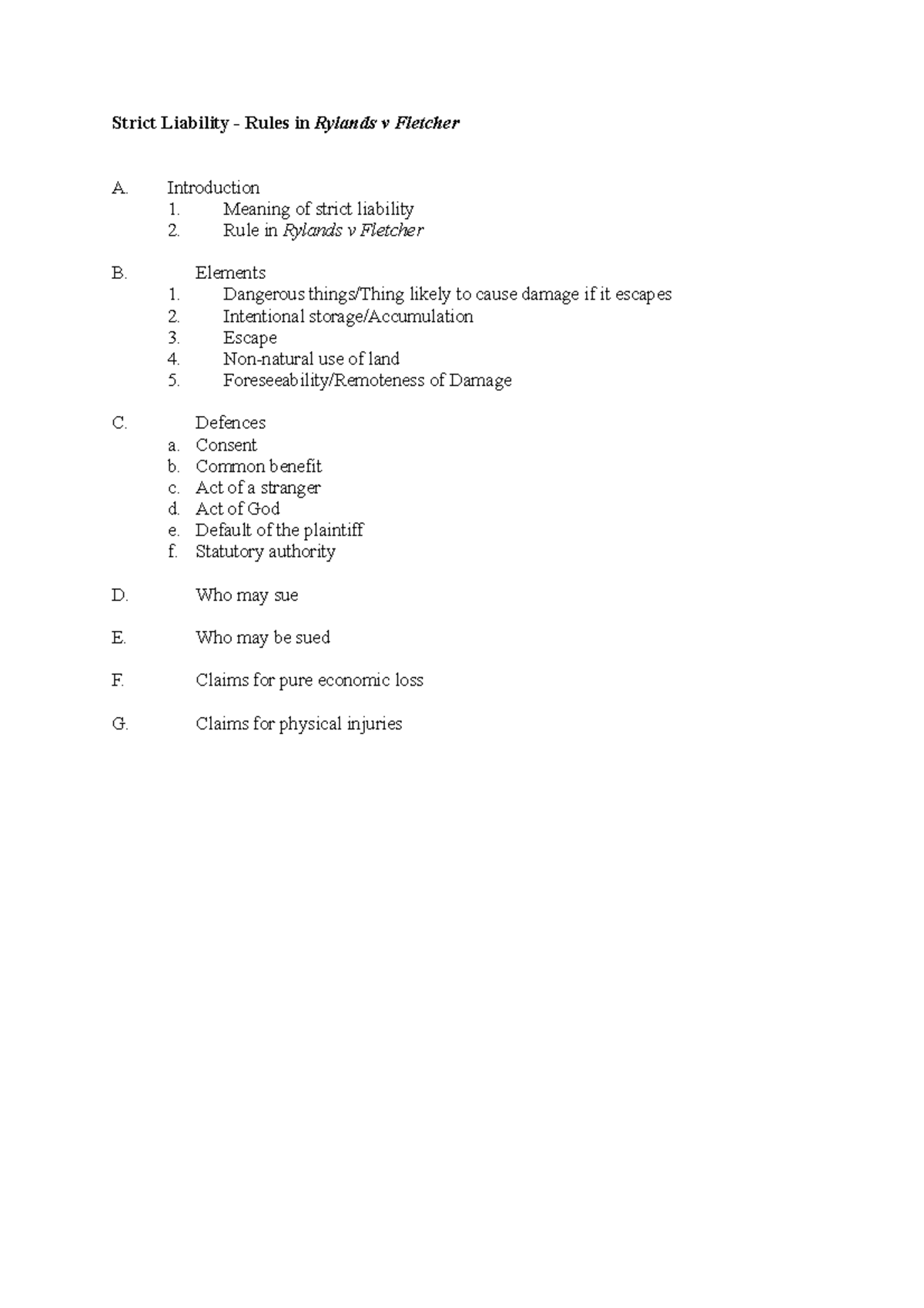 Strict Liability - Rules in Rylands v Fletcher - Introduction 1 ...