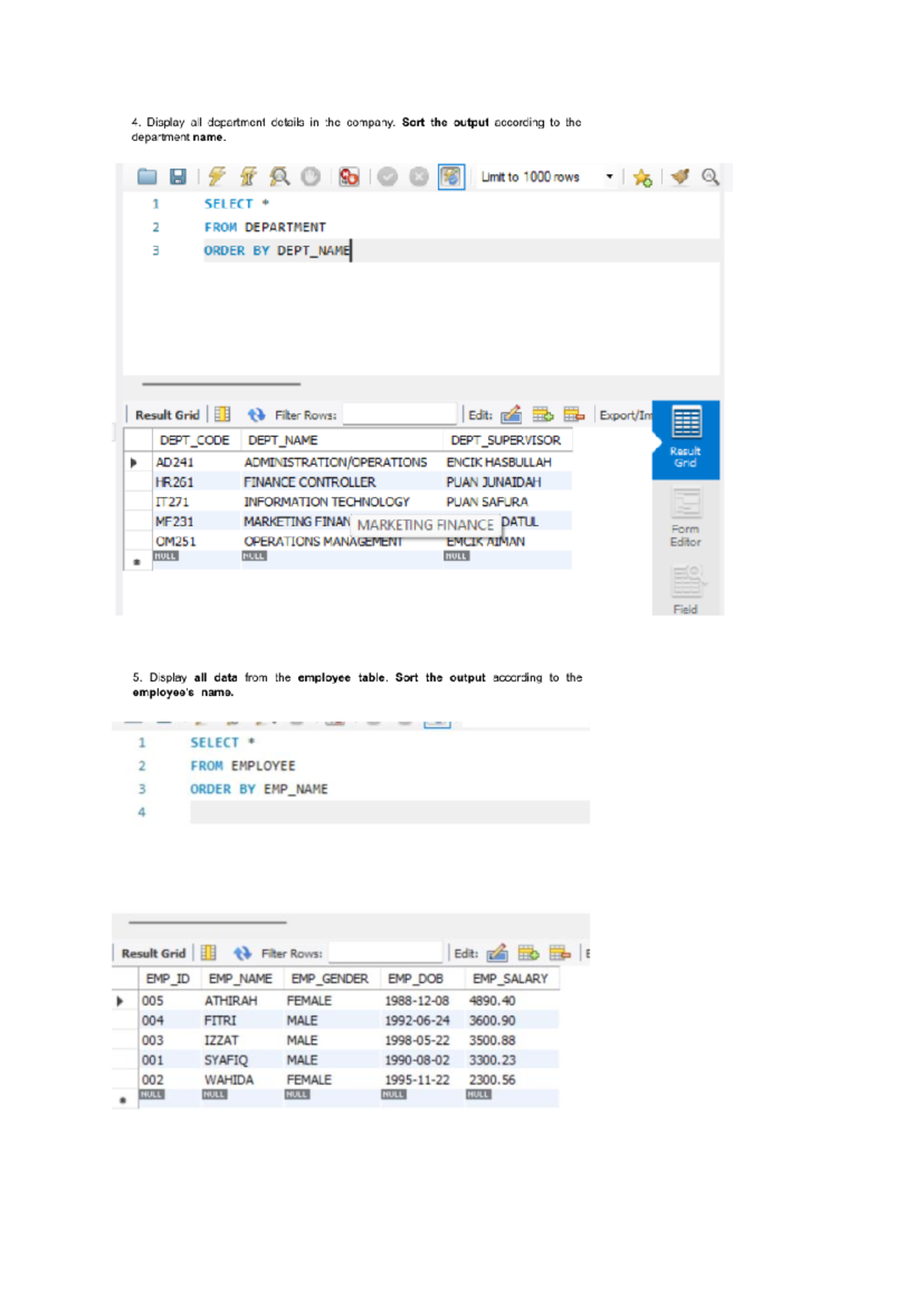 SQL LAB TEST - math - 4. Display all department details in the company ...