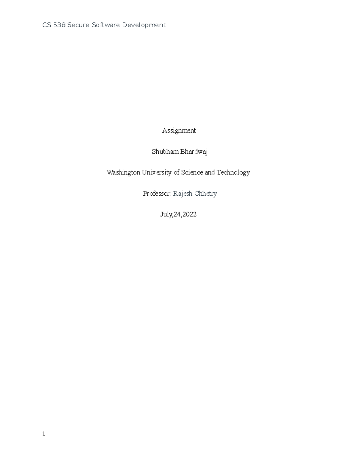 Discussion 2 - CS 538 Secure Software Development Assignment Shubham ...