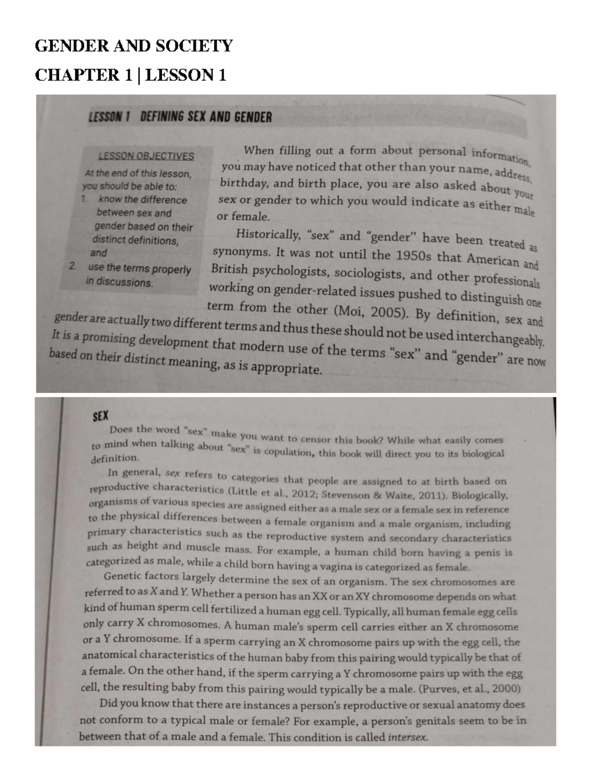 Chapter 1 Lesson 1 - Bachelor of Secondary Education - GENDER AND ...