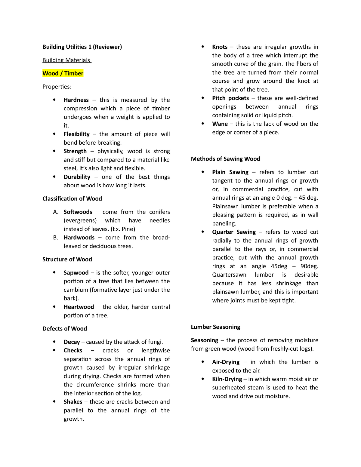 Building Utilities 1 Lecture Notes 1 4 Building Utilities 1 Reviewer Building Materials 1641