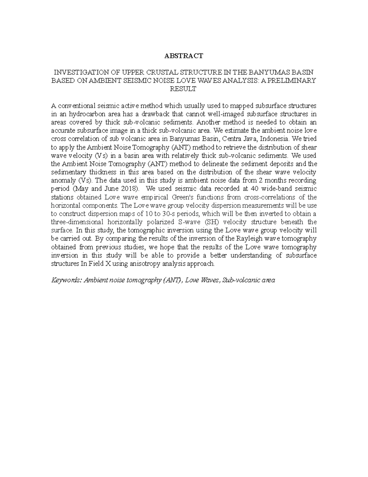 Abstract - abstrak - ABSTRACT INVESTIGATION OF UPPER CRUSTAL STRUCTURE ...