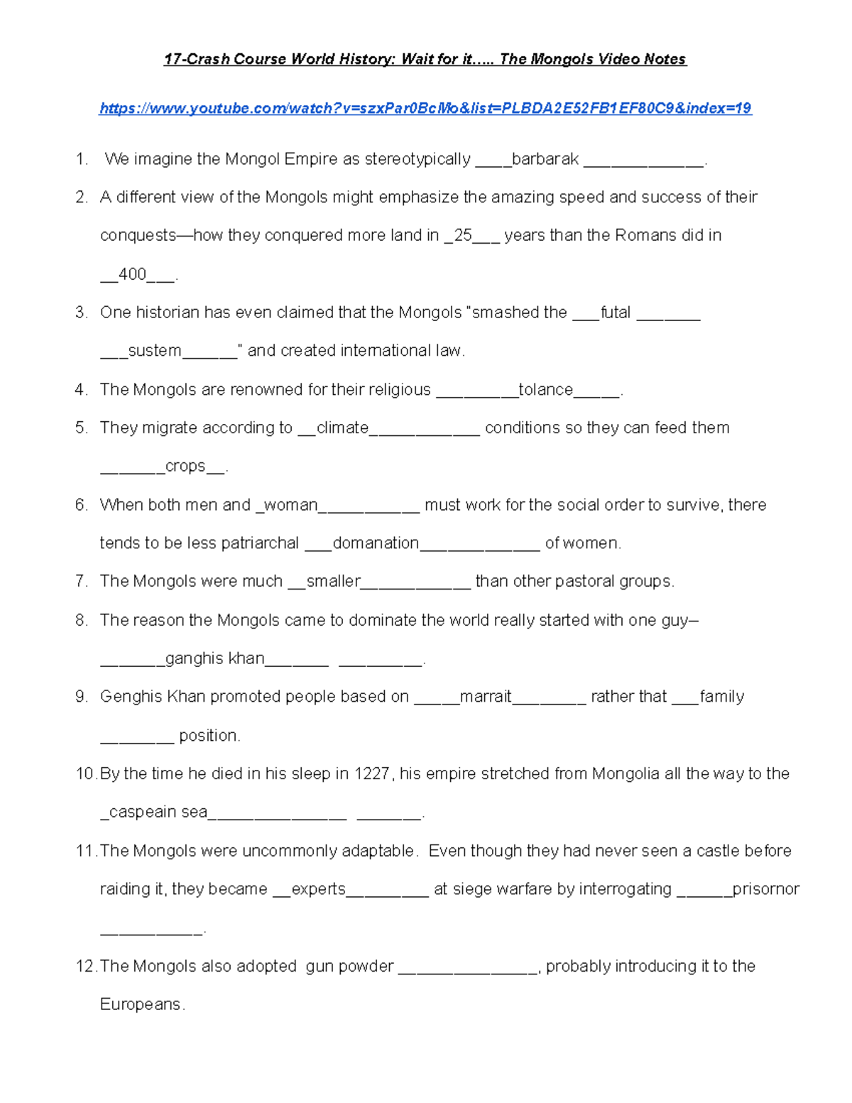 Zakariyya Crash Course WH Unit 2 17Crash Course World History Wait