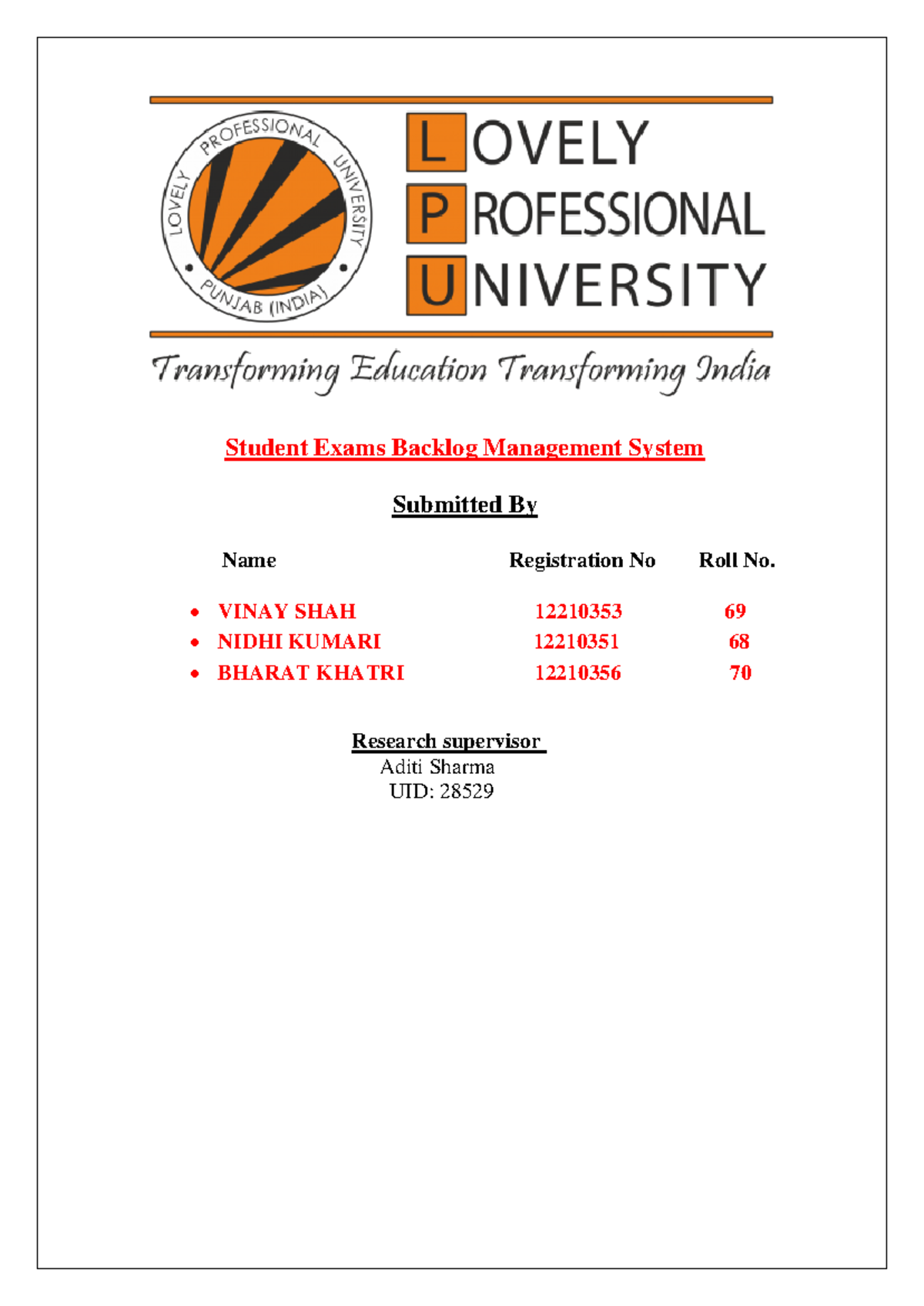 Srs Document - Srs Project Student Exam Backlog Management System 