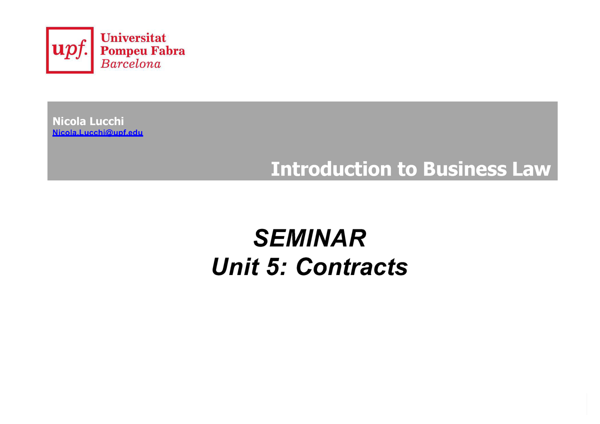 Seminar 4 Notes And Solutions - Introduction To Business Law - UPF ...