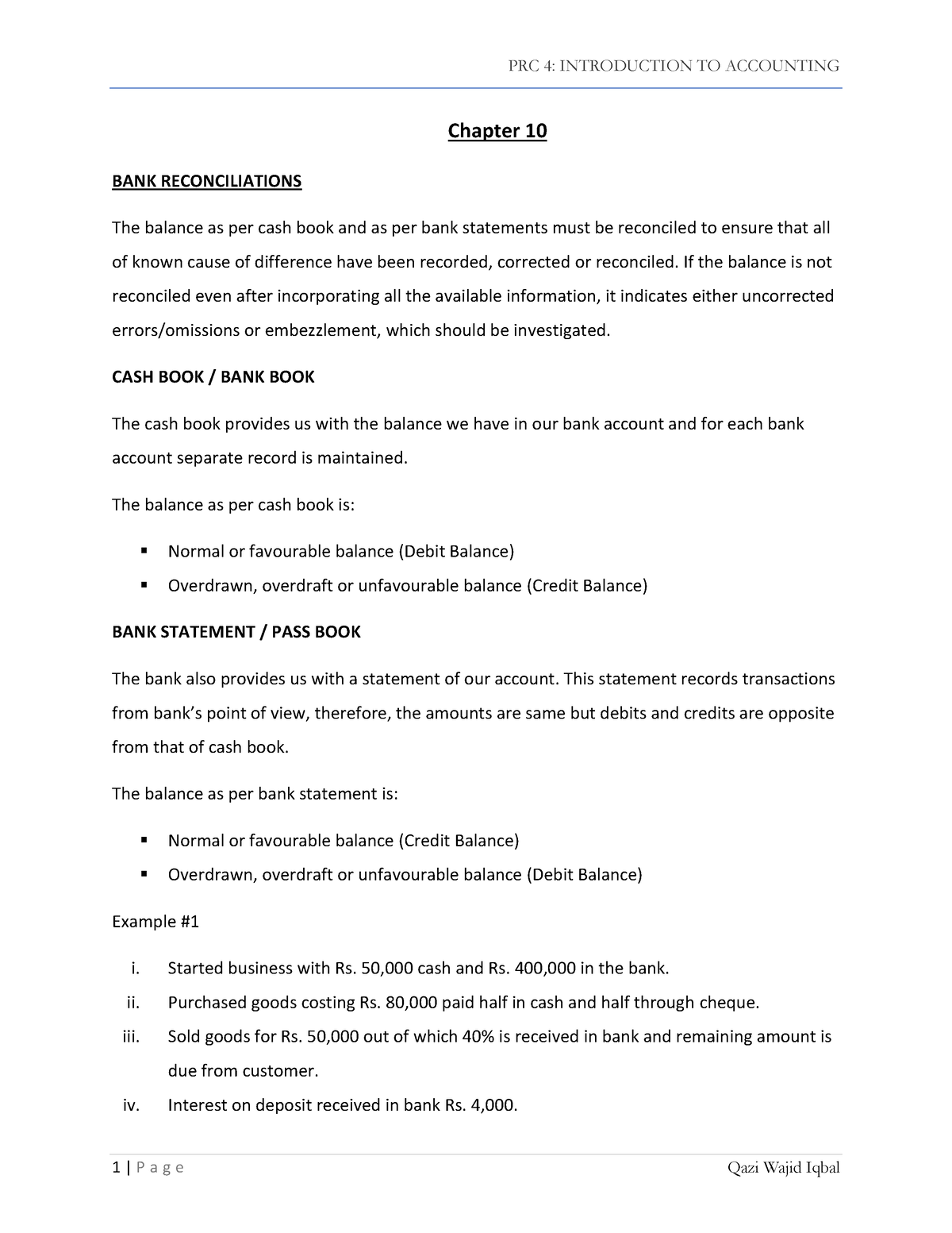 Chapter 10 - Notes - Chapter 10 BANK RECONCILIATIONS The Balance As Per ...