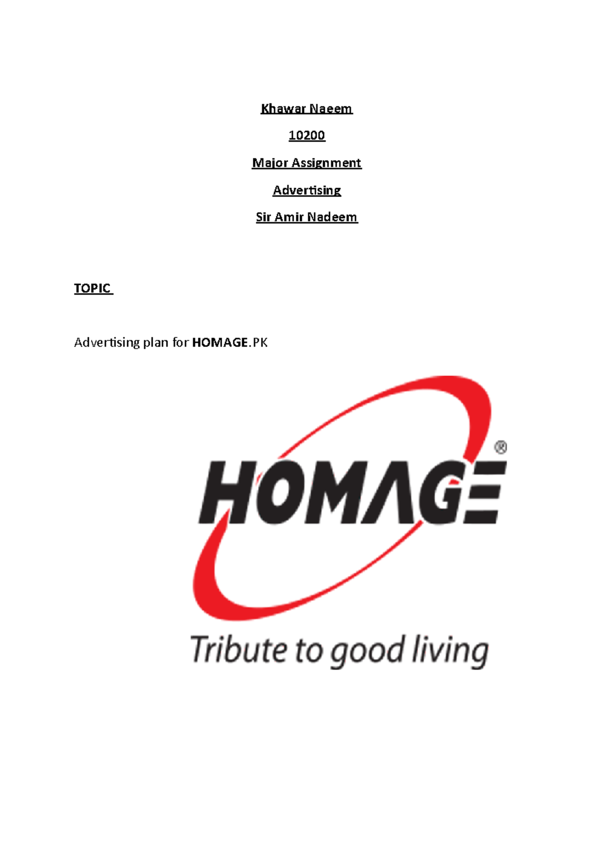 10200-MKT-404-23964 - Khawar Naeem 10200 Major Assignment Advertising ...
