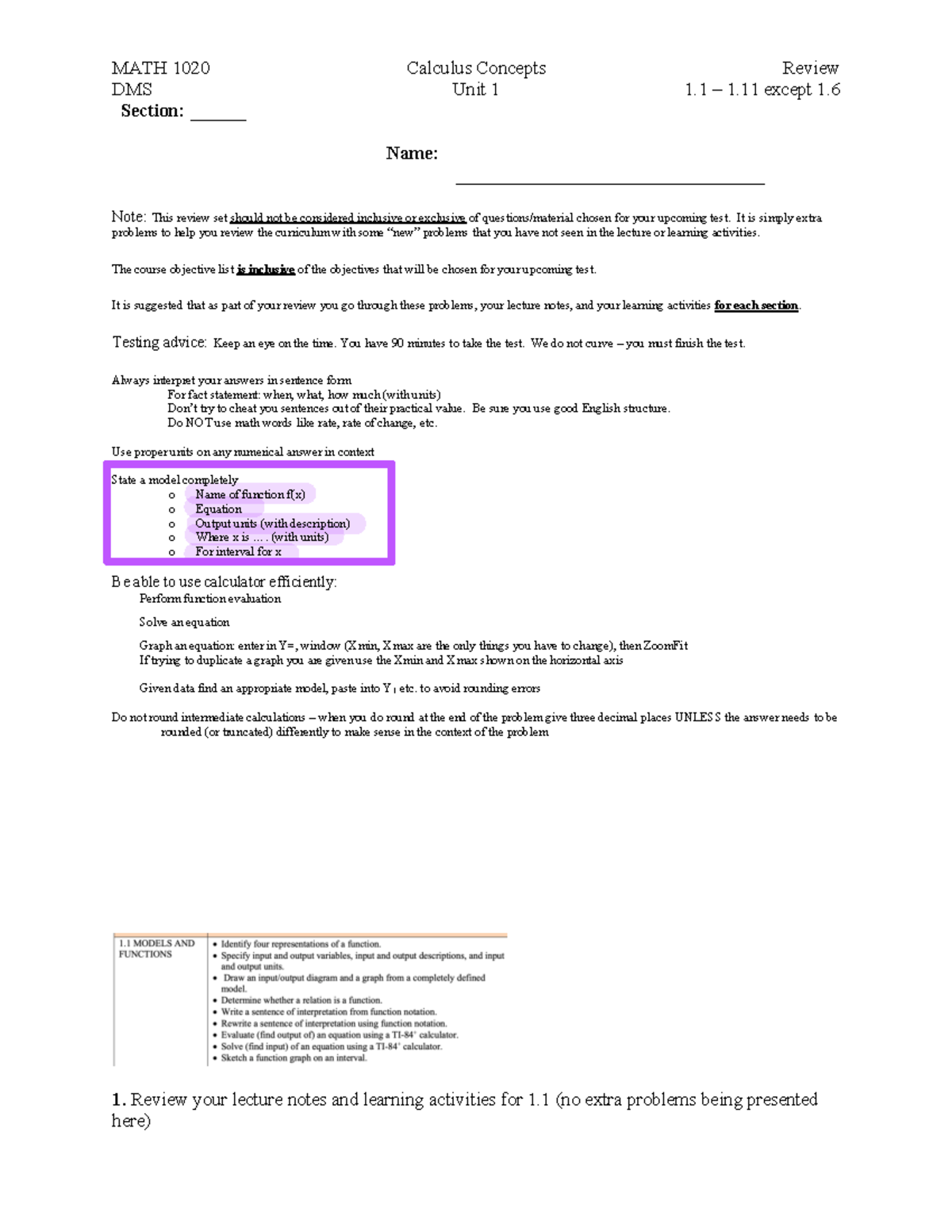 CC+MATH+1020+Unit+1+Review+1.1+-+1 - DMS Unit 1 1 – 1 except 1. Section ...