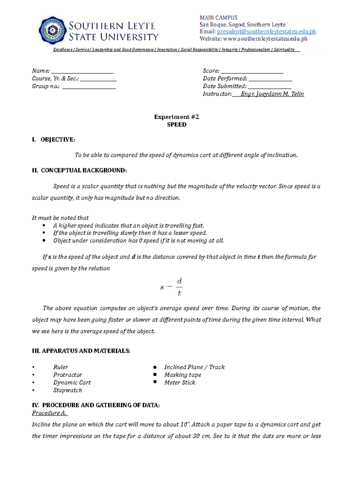 Phys Lab Exp 2 (2023) - Physics Experiment #2 - Name ...