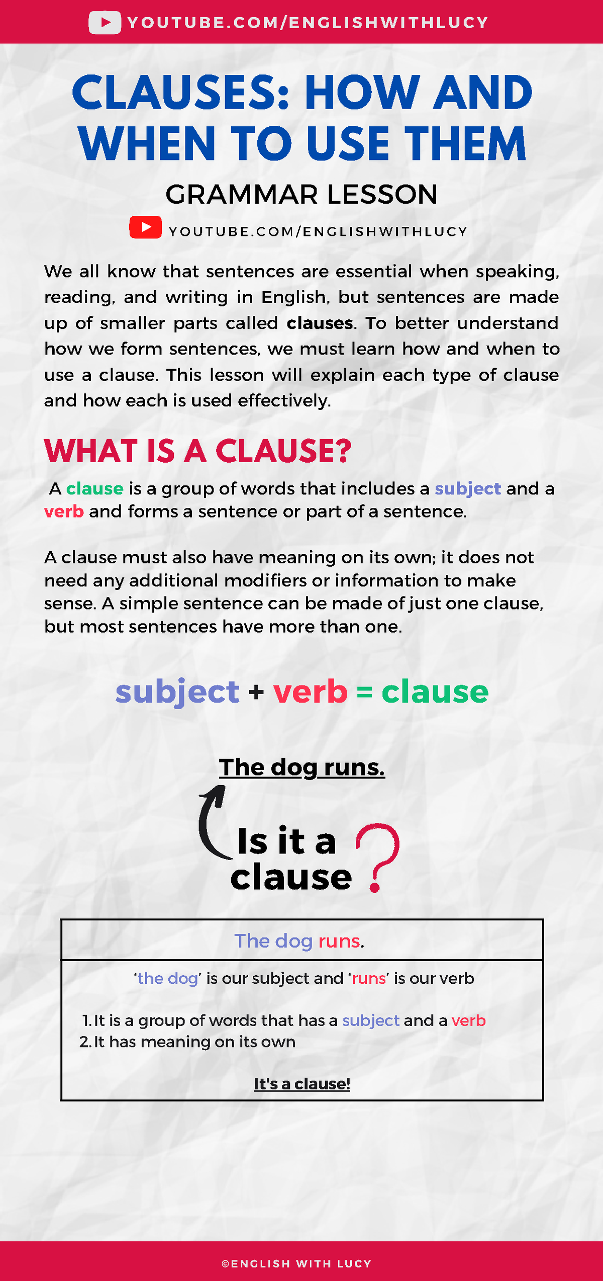 92. Clauses - The dog runs. It is a group of words that has a subject ...