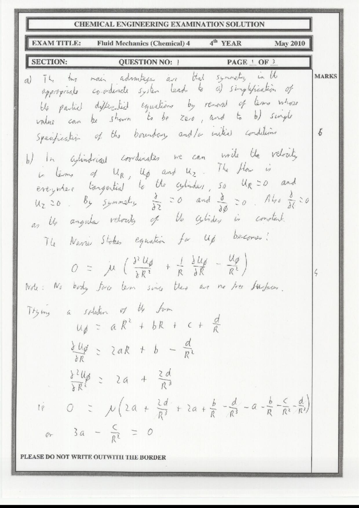 Exam 3 May 2010, Answers - Fluid Mechanics 4 - CHEE10004 - Edin - StuDocu