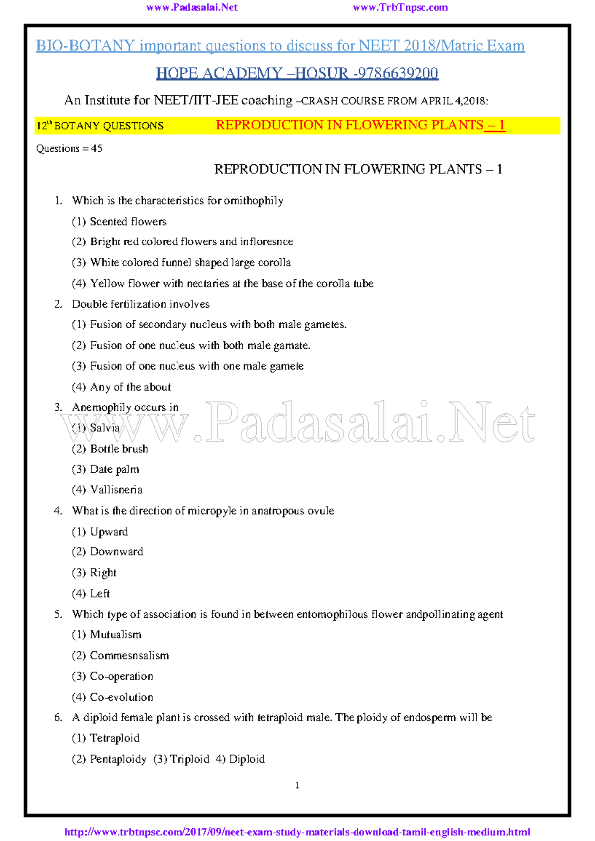 Neet botany study material em - 1 BIO-BOTANY important questions to ...