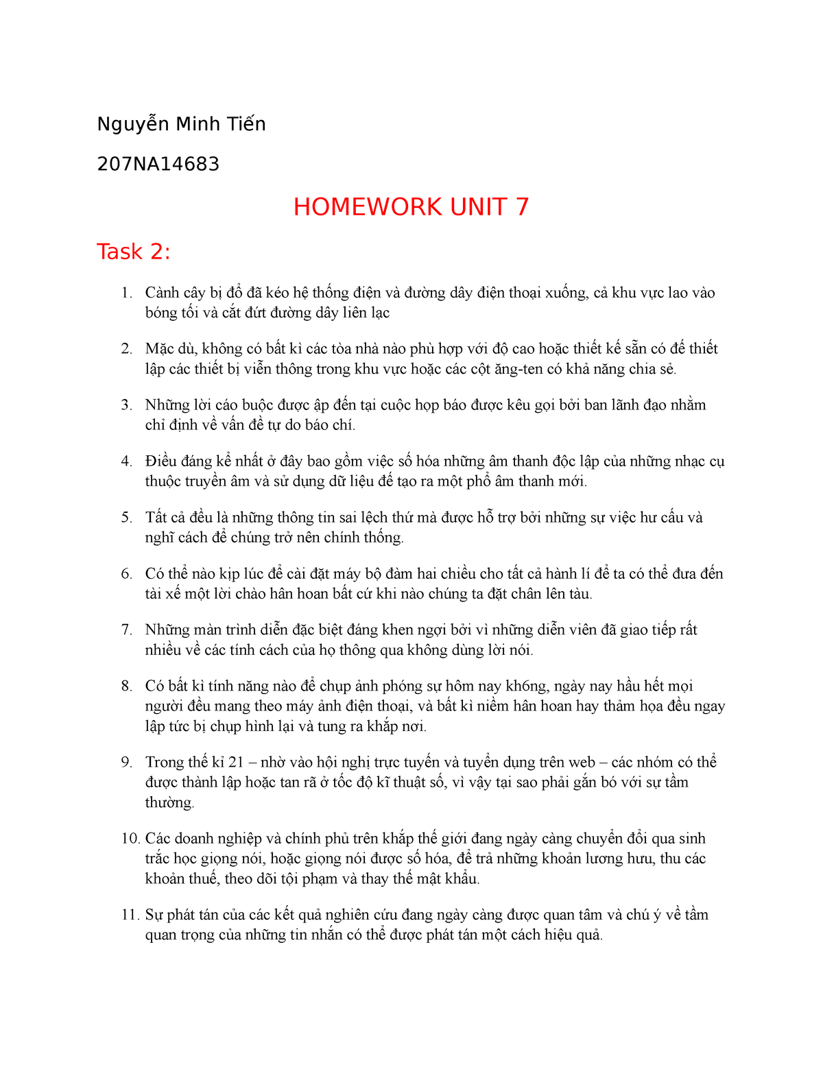 Homework Unit 7 - asdasdas - Tin học cơ bản - Studocu